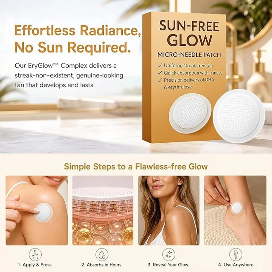 Pure-vlab Sun-Free Glow Patchs autobronzants à micro-aiguilles, Teint naturel, Bronzage (2box)