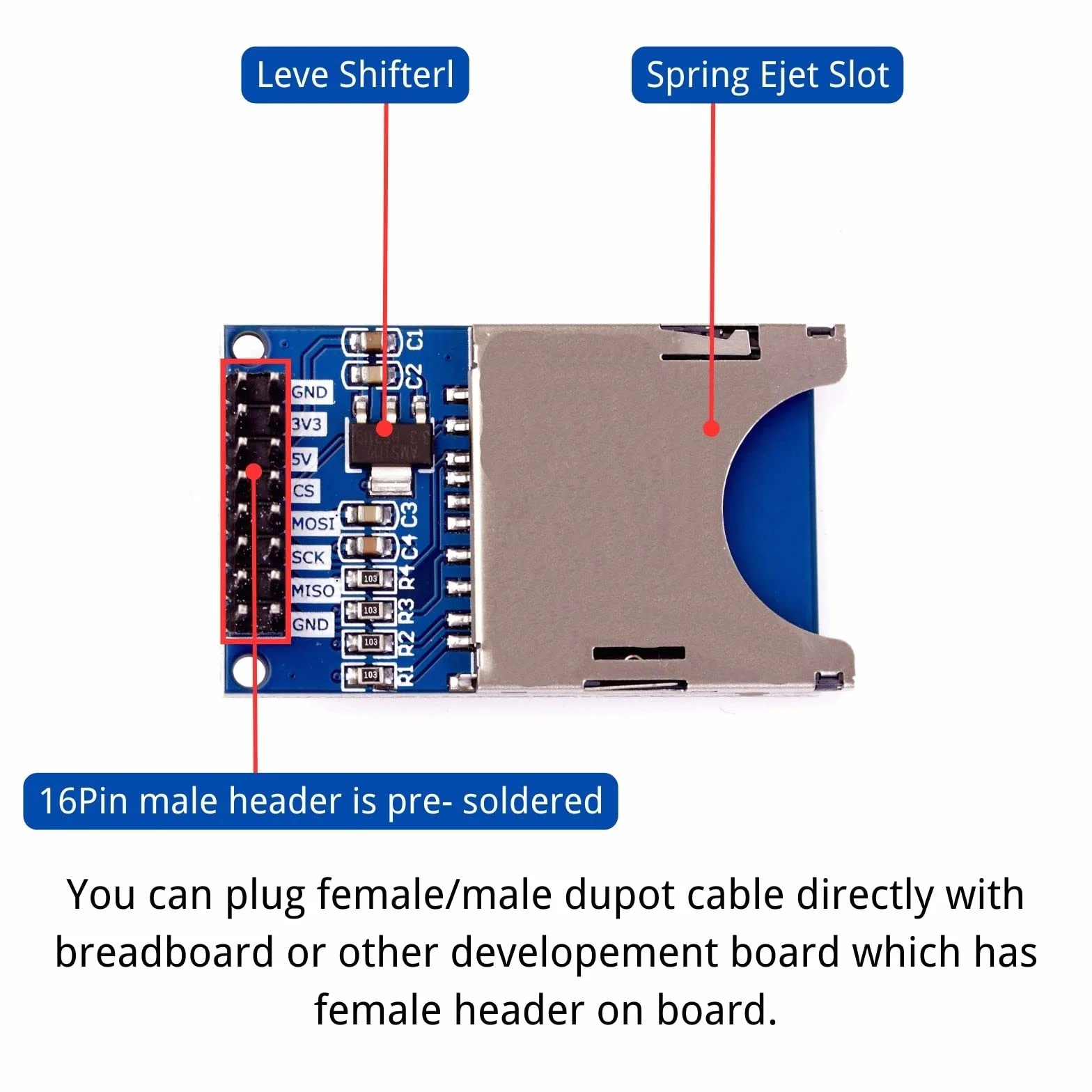 SD Card Reader Module Shield Compatible Arduino ESP Raspberry Pi