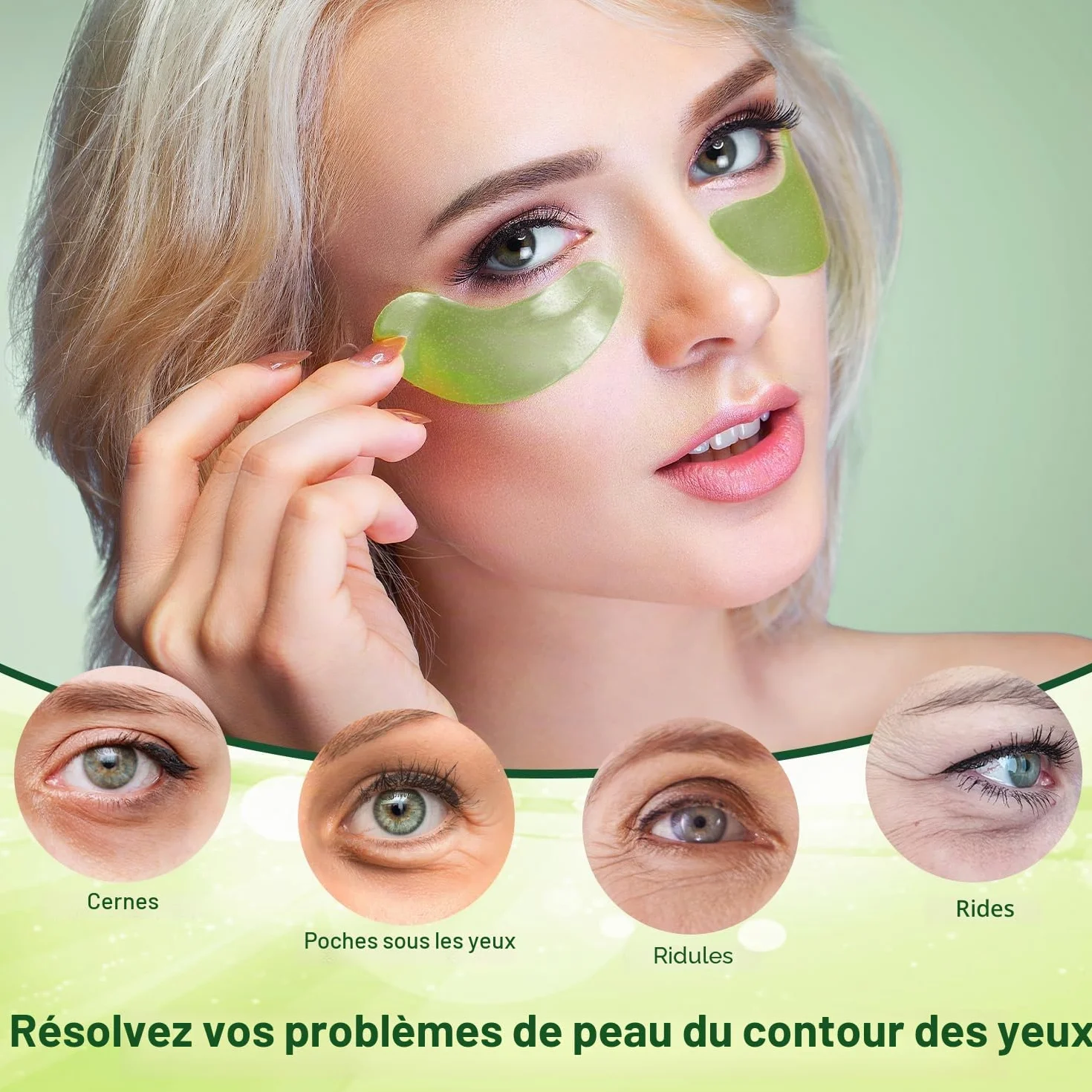 Eye Patch Hydrogel Acide hyaluronique Collagène Réutilisable Contre Cernes Poches Rides 60pcs