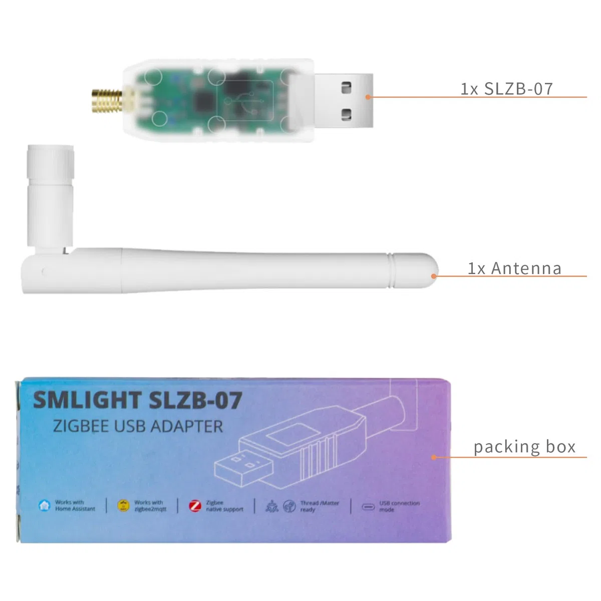 SMLIGHT SLZB-07 Zigbee 3.0 USB Coordinator - Adaptateur Zigbee pré-plié et prêt à l'emploi pour ZHA Home Assistant et Zigbee2MQTT