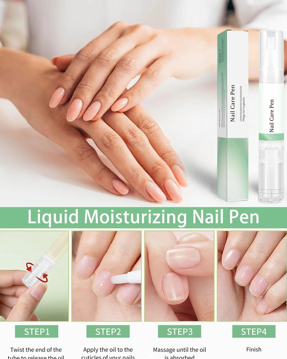 Health Routine Nail Care Pen 3 pièces, Stylo soin des ongles huile de tea tree
