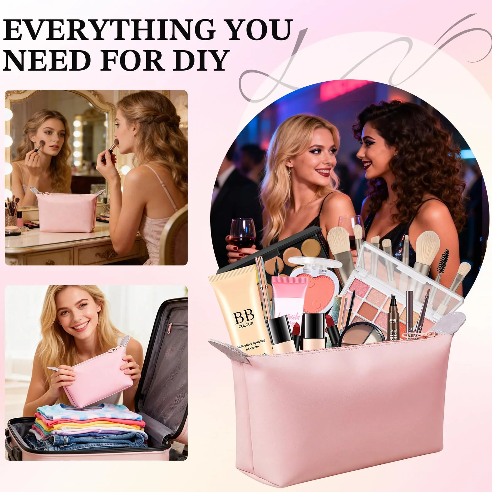 Coffret Maquillage Femme Kit Complet Ombres Paupière Fond de Teint Correcteur Blush Rouge à Lèvre Mascara Eyeliner Pinceaux