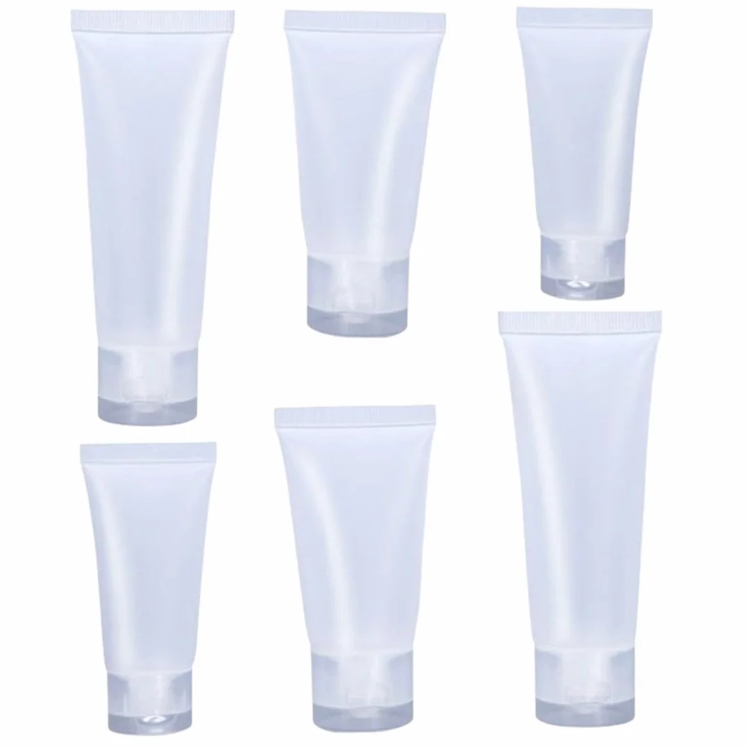 Lot de 6 Flacons Voyage Transparents Rechargeables pour Shampooing et Après-Shampoing
