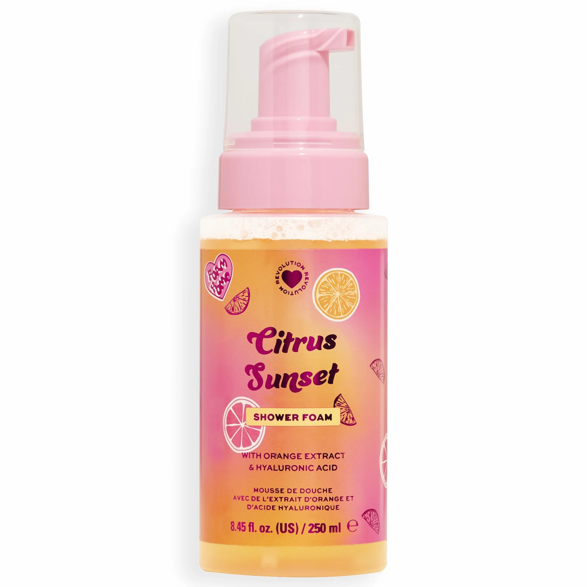 I Heart Revolution Citrus Sunset Shower Foam Mousse de Douche Acide Hyaluronique Orange Citron Vegan 250ml