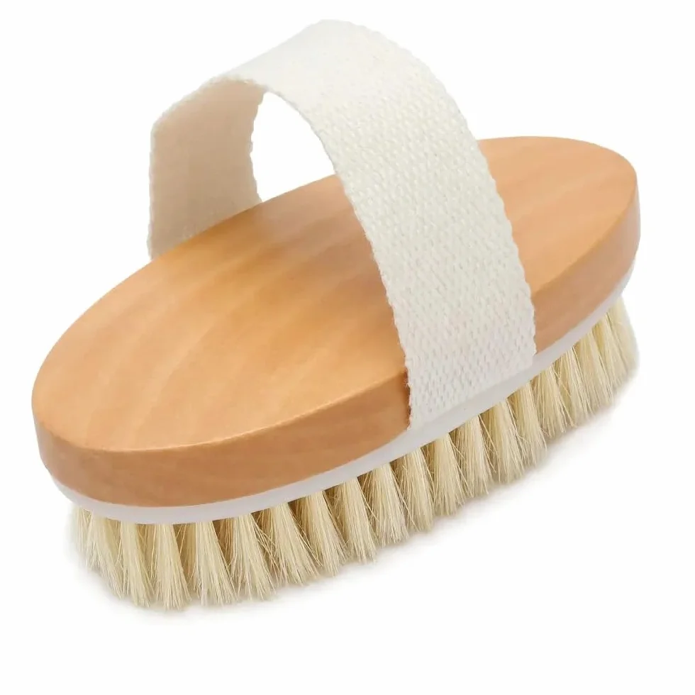 Davilis Brosse pour le corps exfoliant en bois poils naturels élimine cellulite peau morte drainage lymphatique circulation
