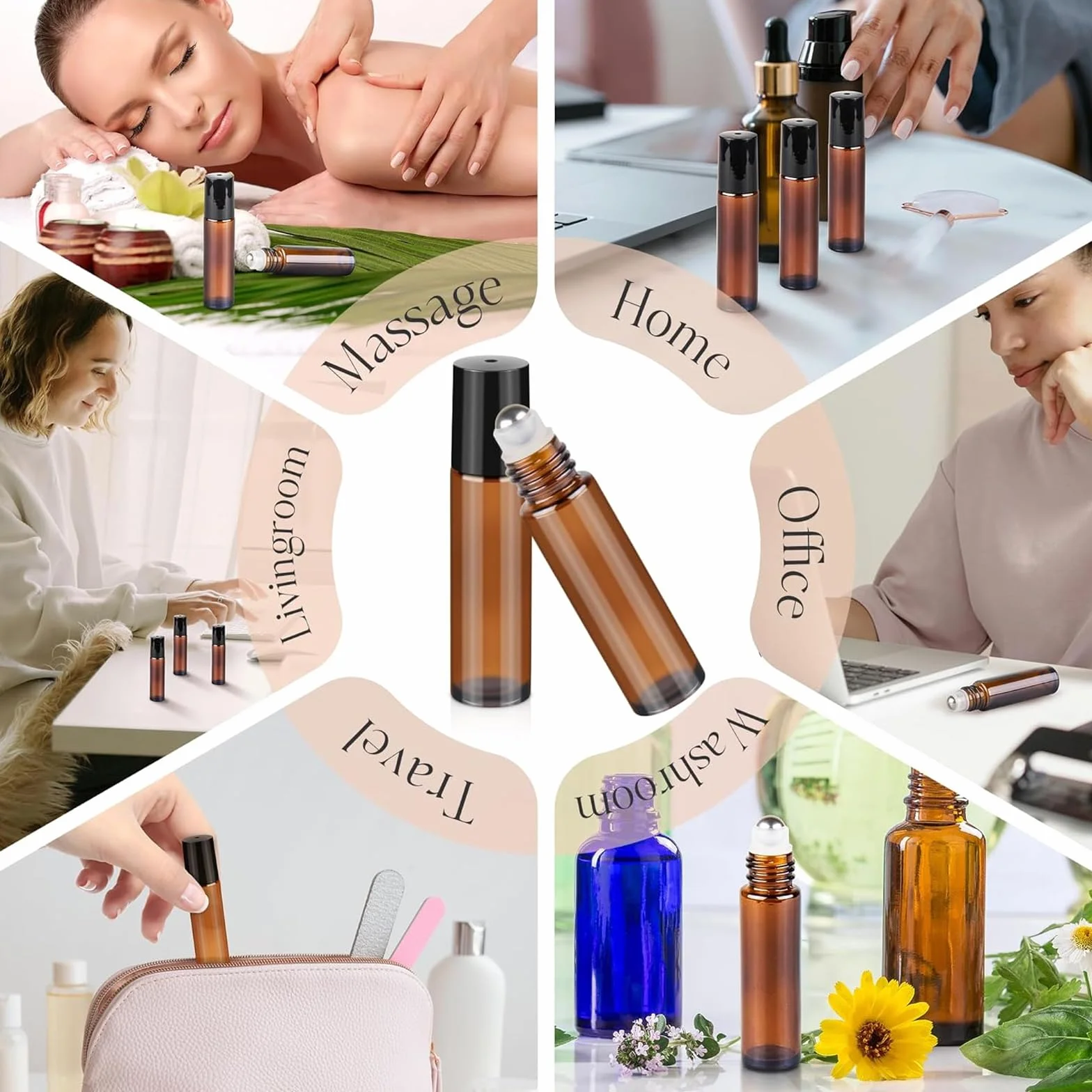 32 Flacon Huile Essentielle Vide 2/3/5/10ML Cosmetic Roller Bottle Fragrance Roll On