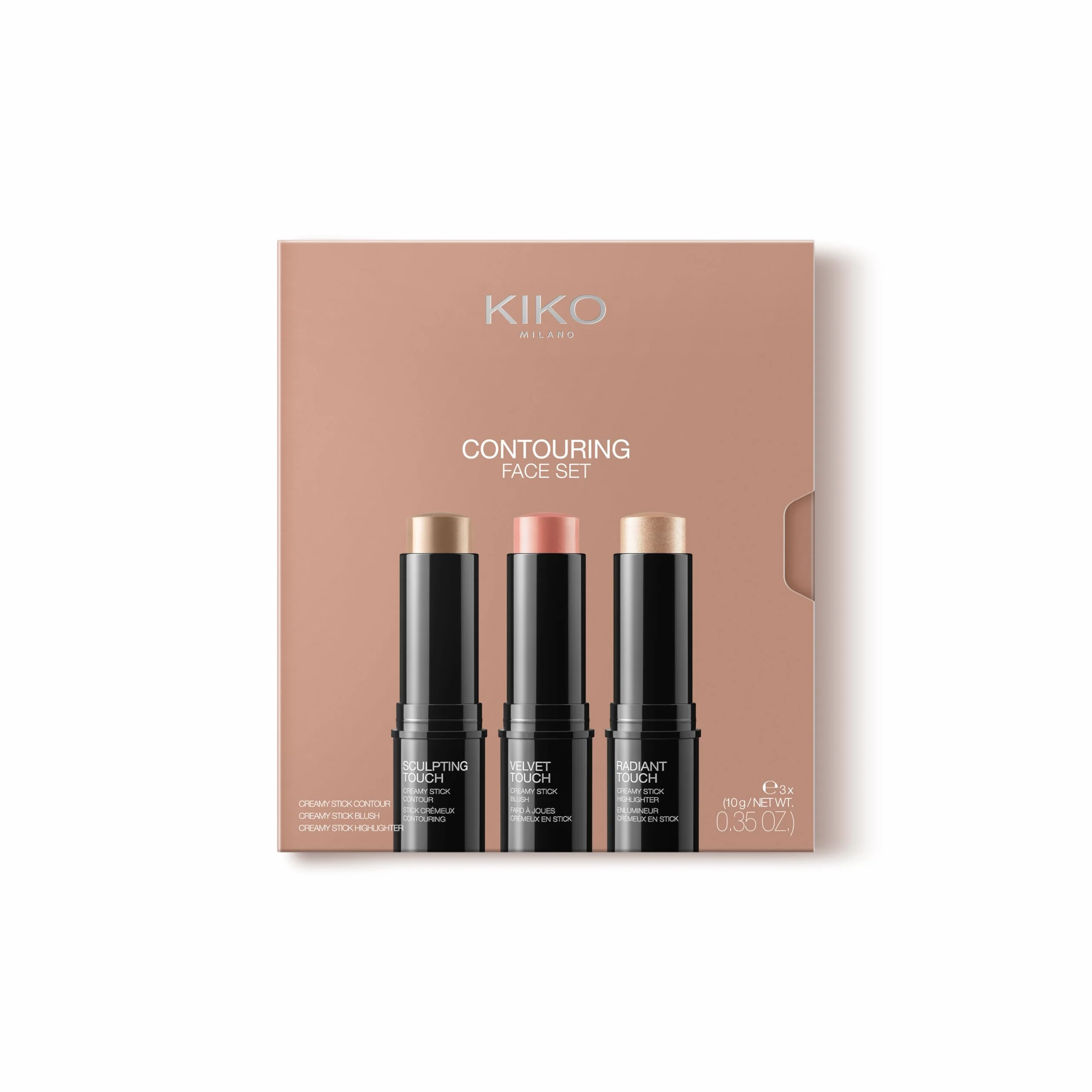 KIKO Milano Contouring Face Set 01 - Kit de Maquillage Visage avec 3 Sticks : Blush, Enlumineur et Contour
