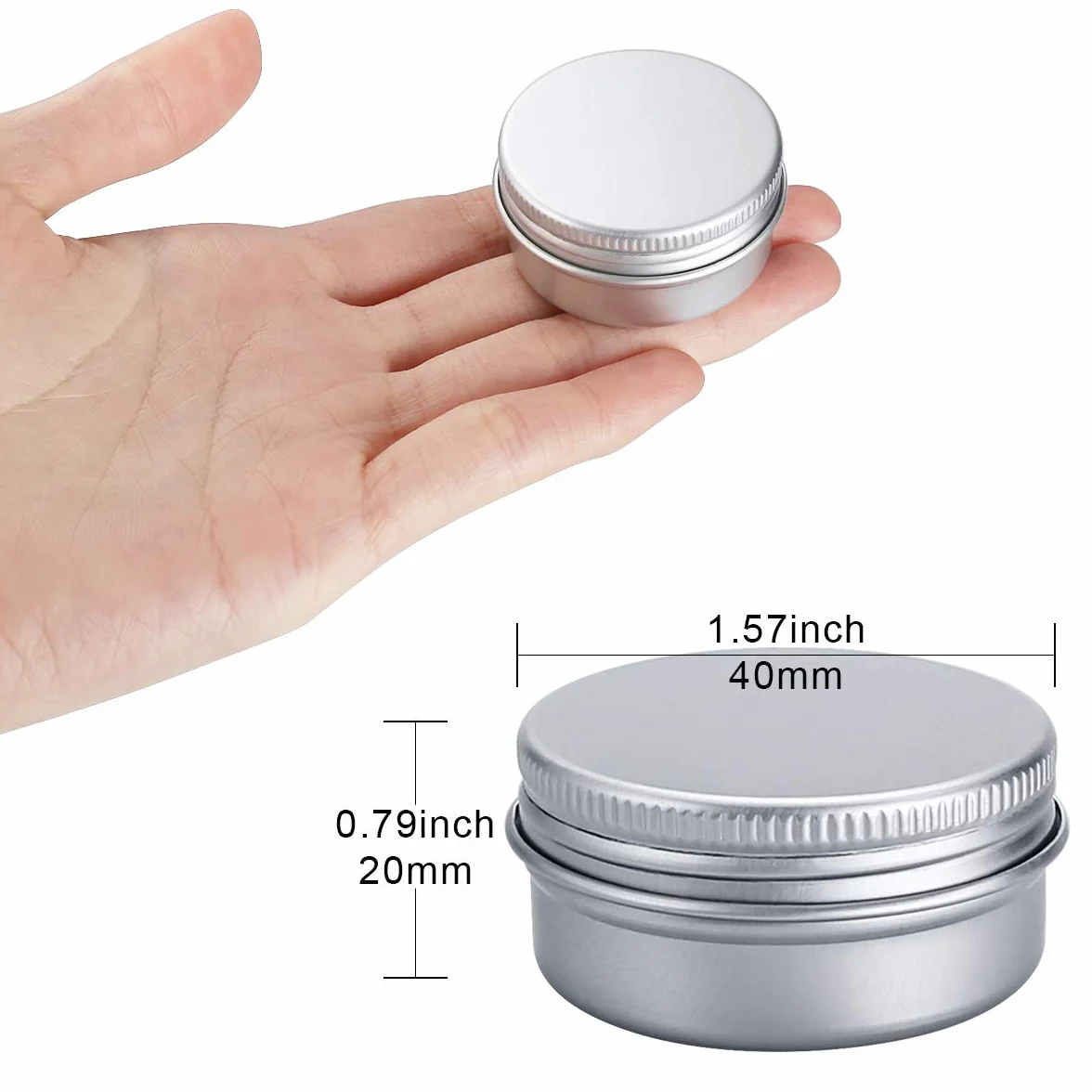 Pots en Aluminium 20 ml, 20 Pièces, Conteneurs Cosmétiques Vide avec Mini Spatule et Étiquette pour Maquillage, Crème, Baume à lèvres