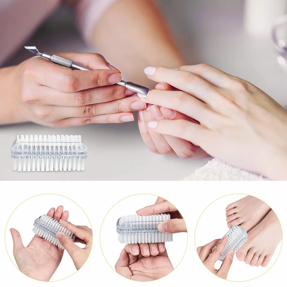 Brosse à Ongle Double Face 2 Pièces, Brosse de Nettoyage en Plastique pour Cuticules et Ongles