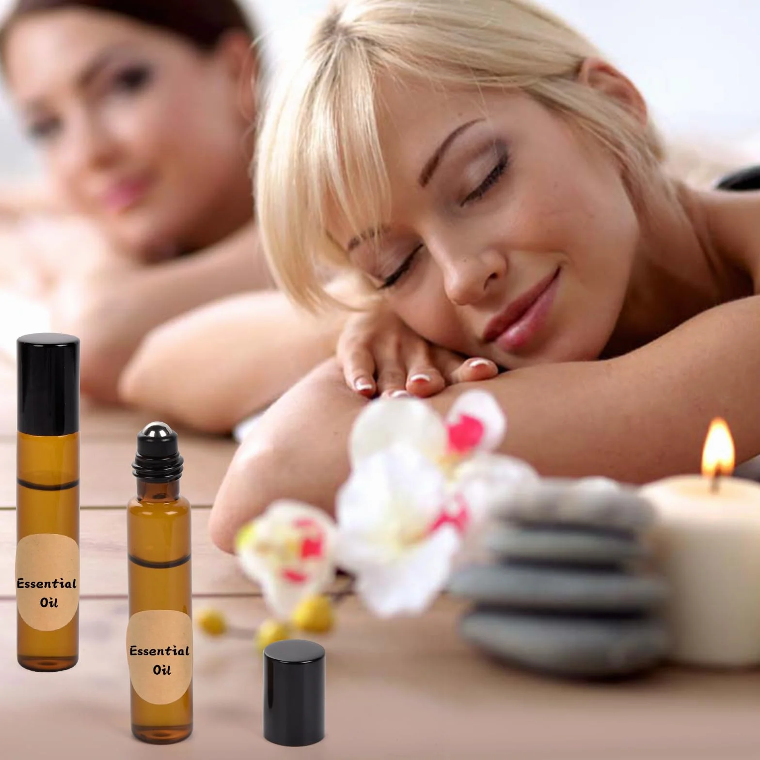 Flacon Roll on Huiles Essentielles 10 ml Marron Bouteilles à Rouleaux Bille en Acier Inoxydable pour Aromathérapie