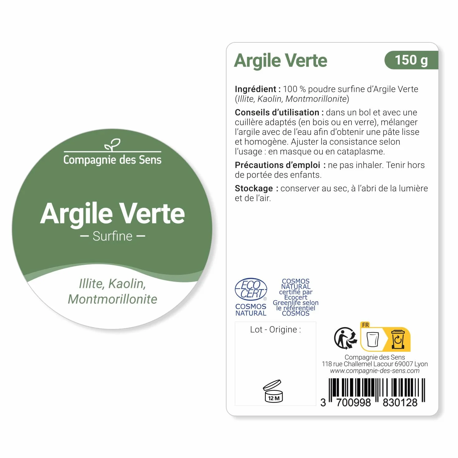 Argile Verte Illite Poudre surfine 1kg Argile Brute 100% naturelle qualité Premium cosmétique maison