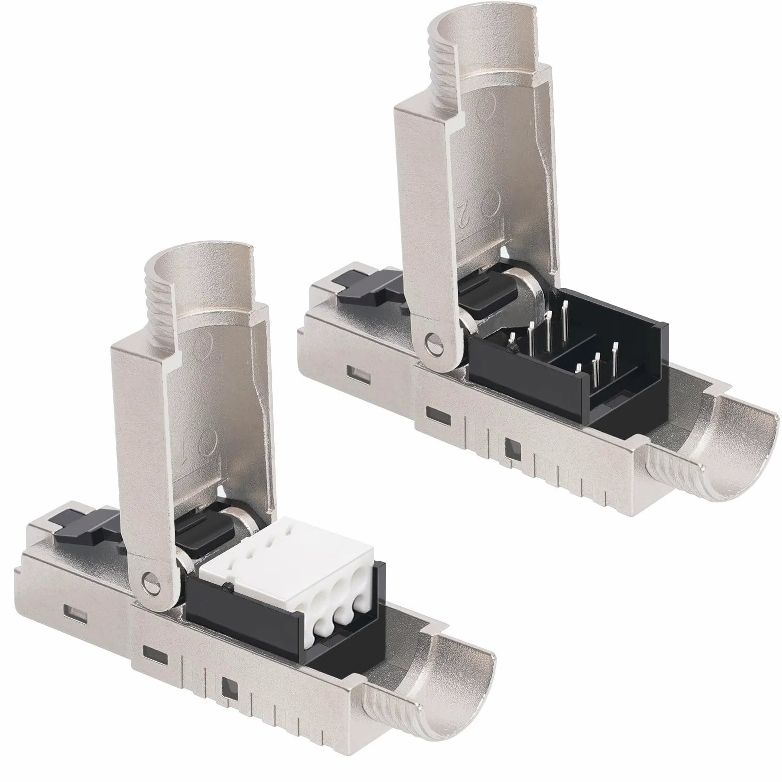 Lot de 12 fiches RJ45 Cat 7 NS-7 vers borne de coupe (LSA), contacts plaqués or, fiches réseau Cat7 sans outil, connecteur LAN 10 Gbit/s pour câble patch