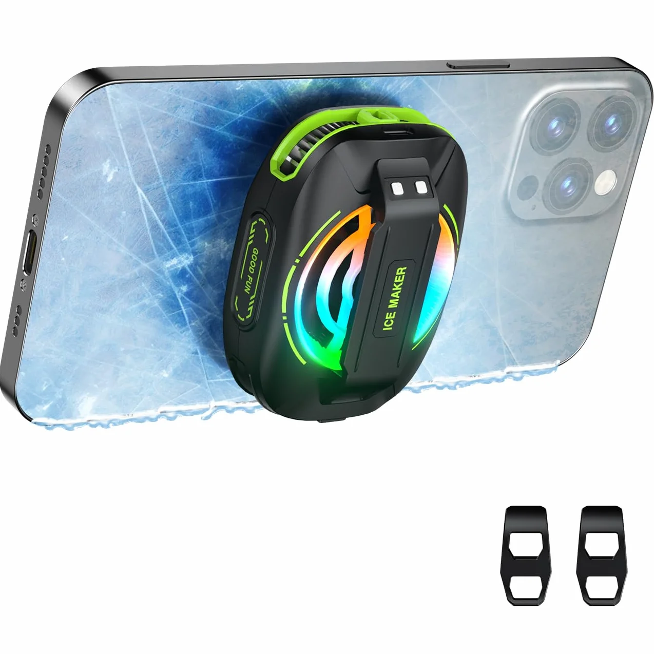 Basics Refroidisseur magnétique pour téléphone USB avec contrôle intelligent de la température, lumière RVB, vert