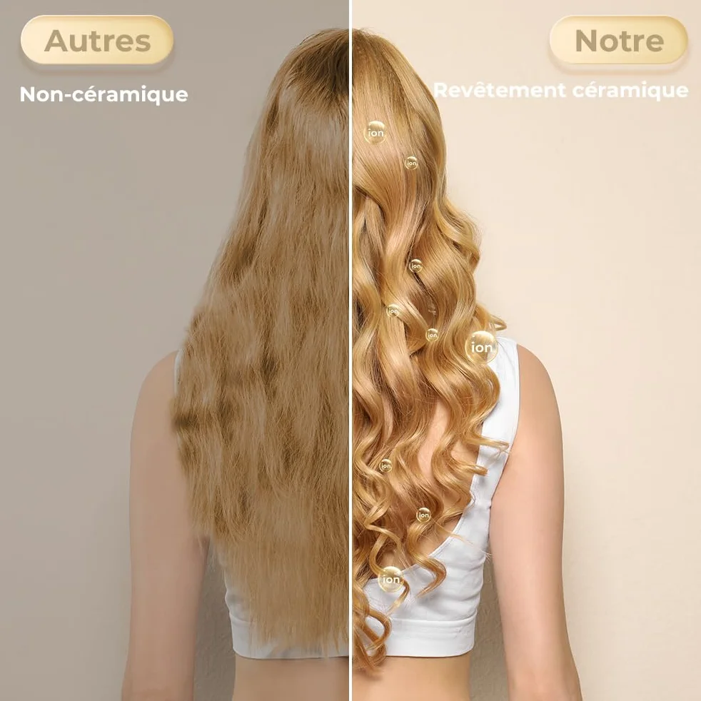 Fer à Boucler 5 en 1 Céramique 80-230℃ Température Réglable avec Écran LCD Noir