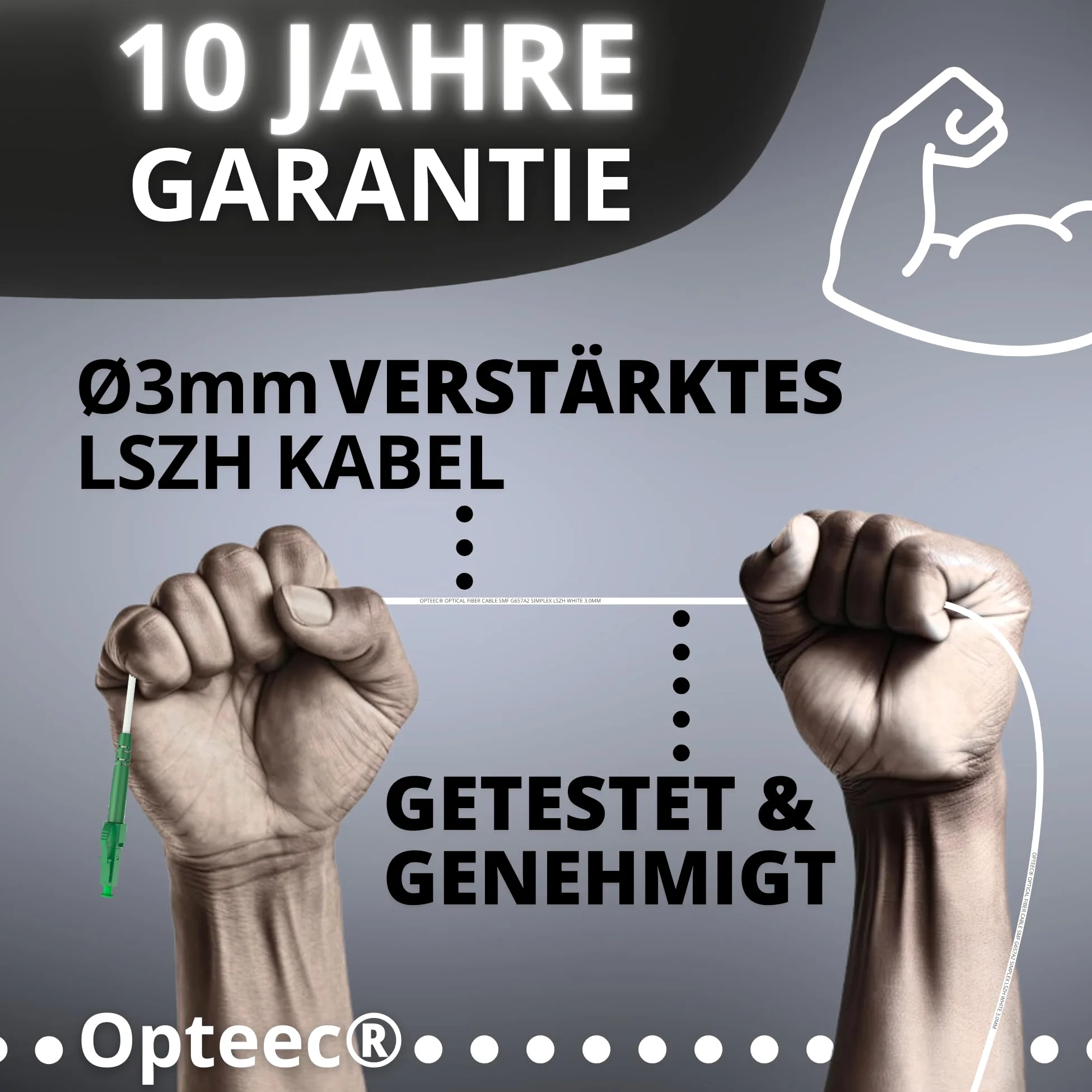 Câble Fibre Optique Blindé - 70M - Rallonge/Jarretière - LC/APC à LC/APC Renforcé - Simplex Monomode - Garantie 10 Ans - Blanc (70M)