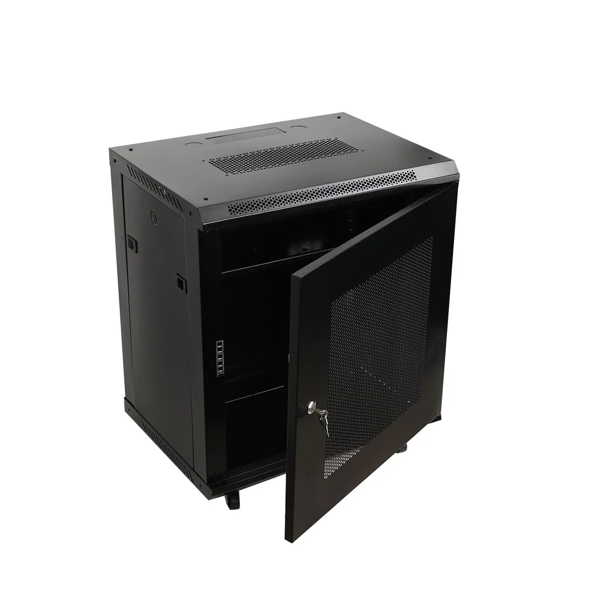 ECUTÉE 12H Armoire murale réseau 19" - Rack polyvalent - Boîtier avec 4 roues amovibles - Charge maximale: 60 kg - Porte avant perforée (600 x 450 x 650 mm)