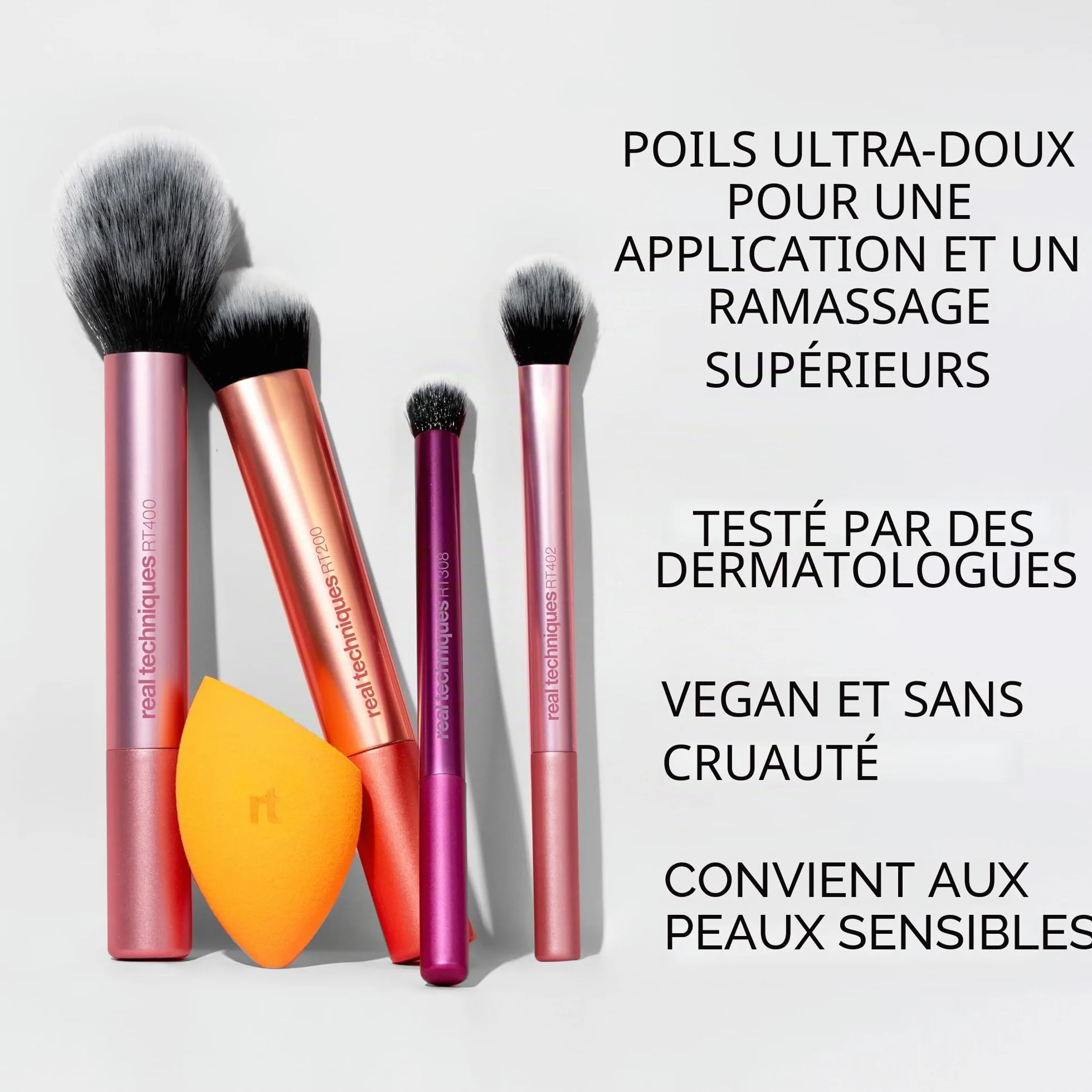 Real Techniques Kit Everyday Essentials 6 pièces pinceaux maquillage éponges teint