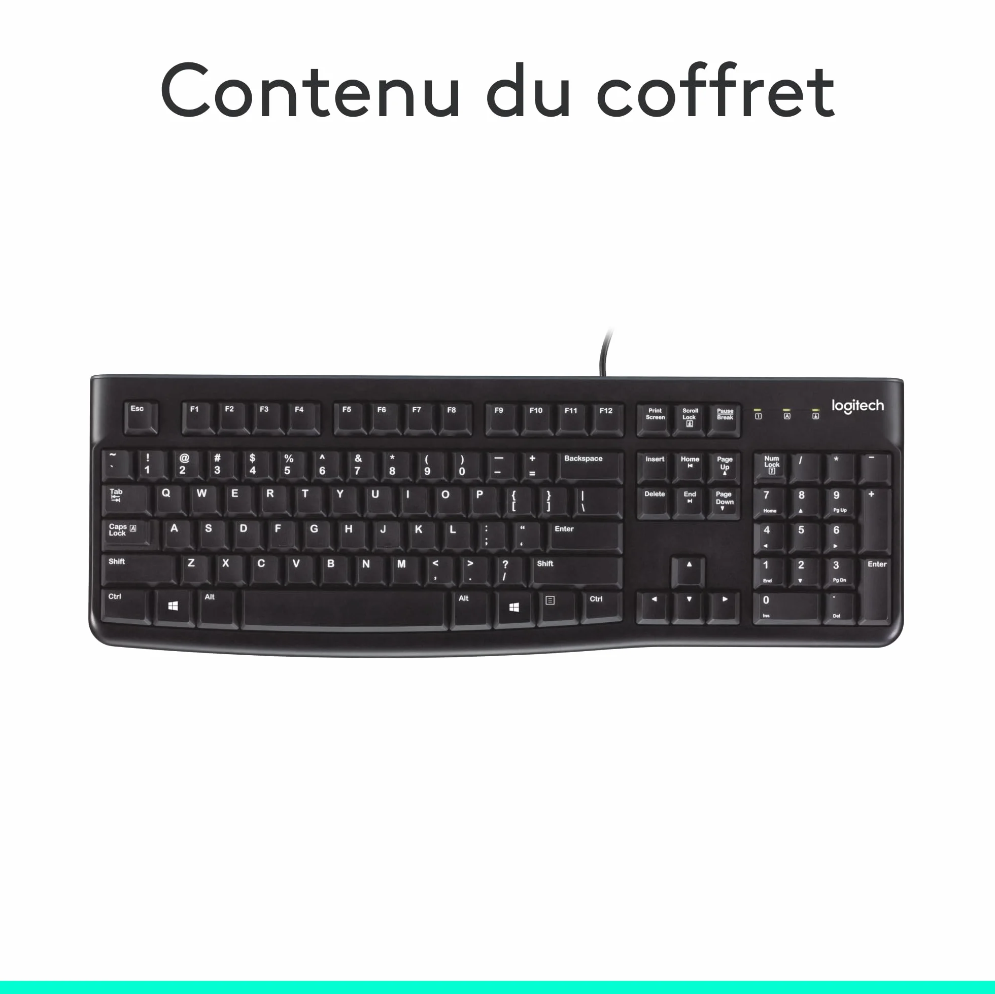 Logitech K120 Clavier Filaire USB AZERTY Noir Résistant Eclaboussures