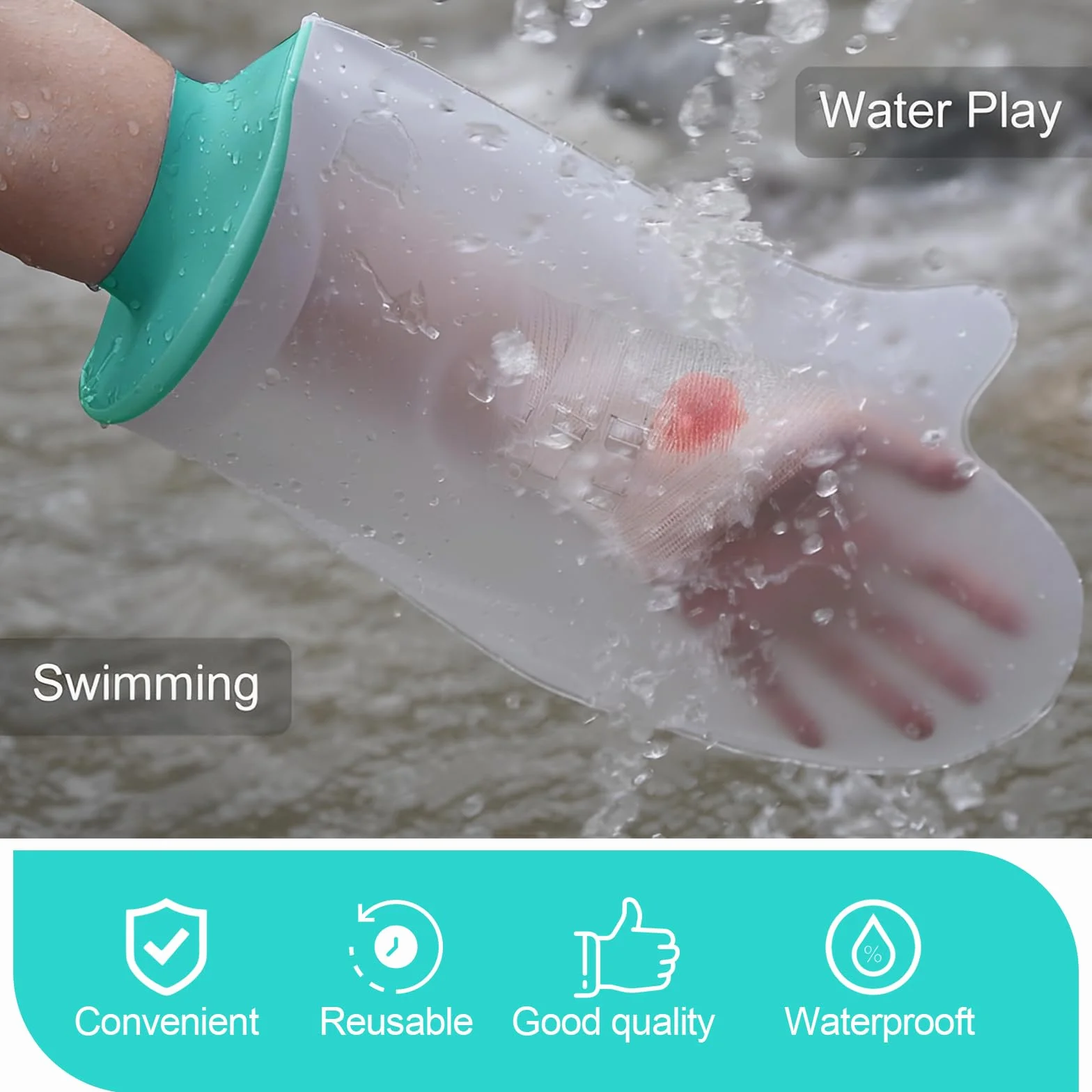 Protection Plâtre Douche Imperméable Réutilisable pour Doigt Poignet Transparent
