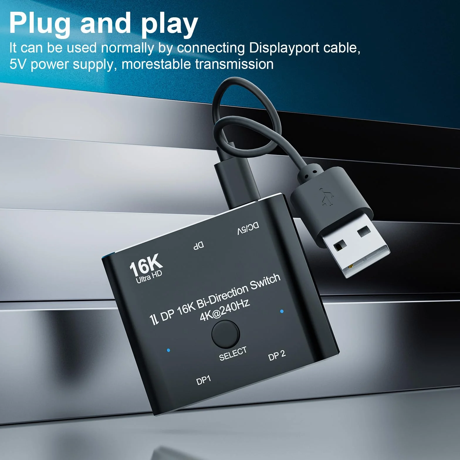 DisplayPort 2.1 16K 8K 10K DP Switch Bidirectionnel 8K@120Hz 4K@240Hz Splitter Convertisseur