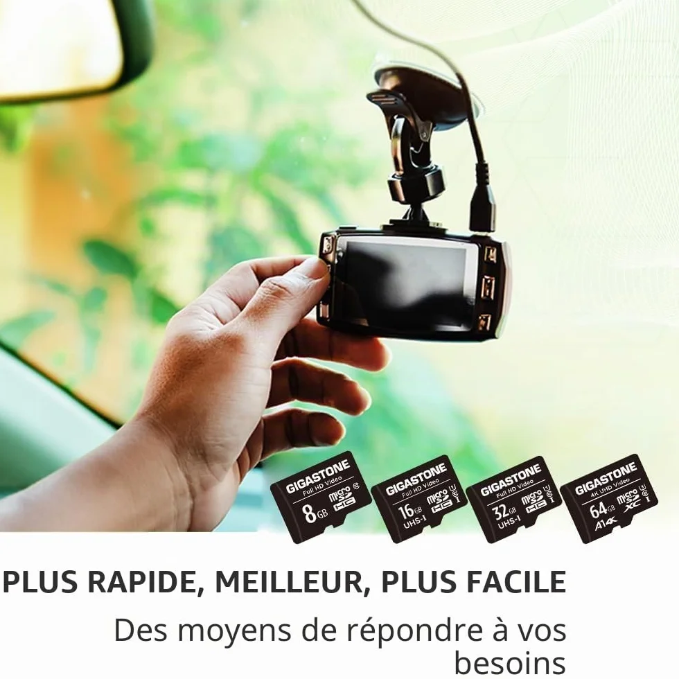 GIGASTONE Carte Mémoire Micro SDHC 8 Go Lot de 2 U1 C10 Haute Vitesse Compatible Android Gopro Samsung