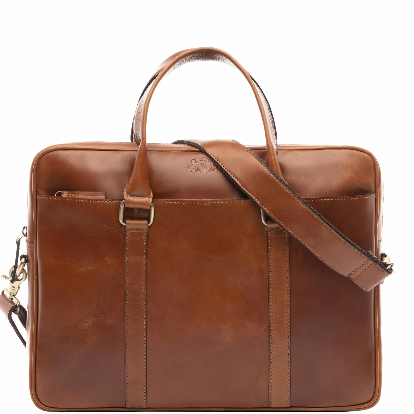 SID & VAIN Sac Ordinateur Portable Cuir véritable 15 Pouces Brady Mallette Professionnelle bandoulière Grand pour Hommes et Femmes Serviette de Travail élégant Marron