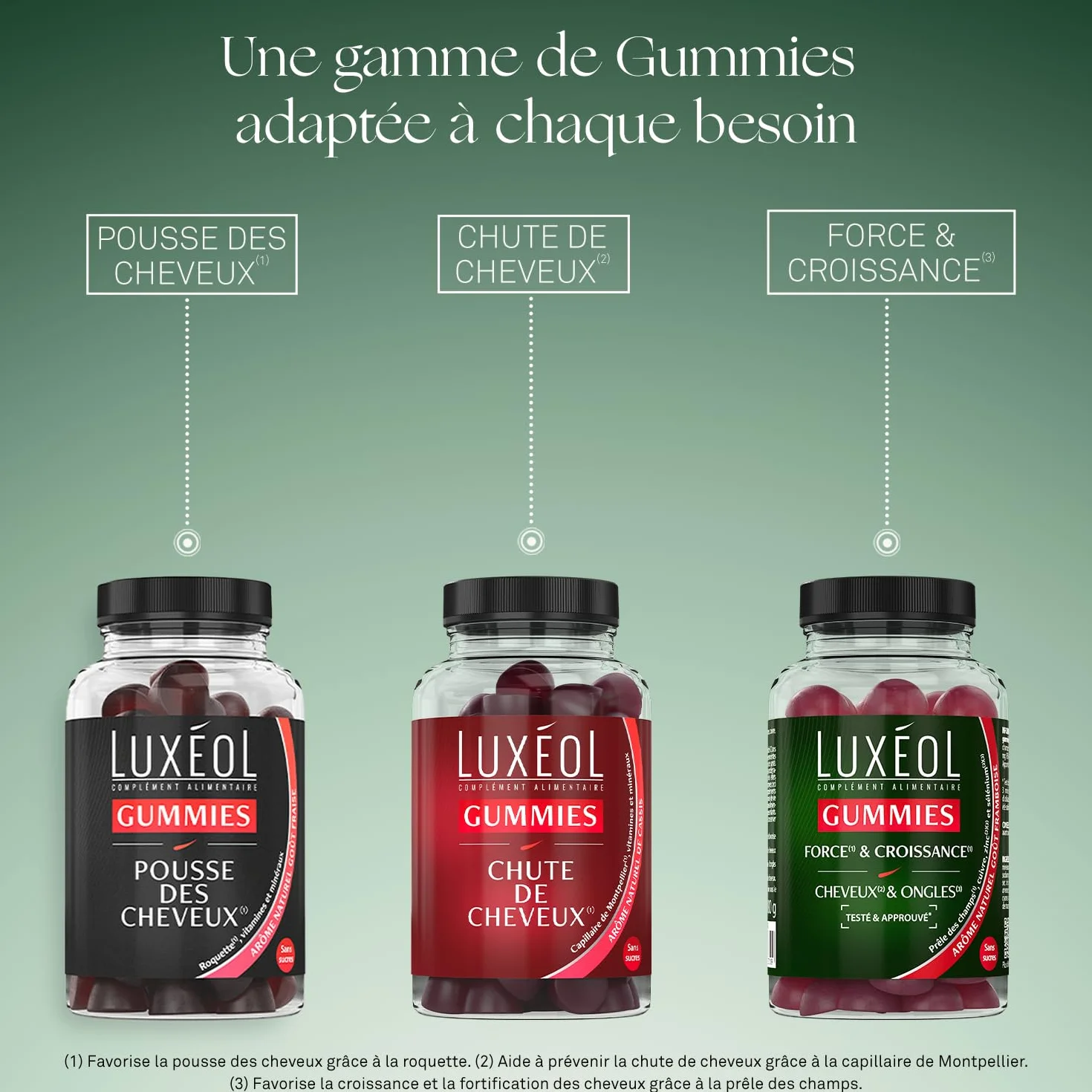Luxéol Gummies Pousse Cheveux Complément Alimentaire 60 Gummies 1 Mois Fabriqué En France