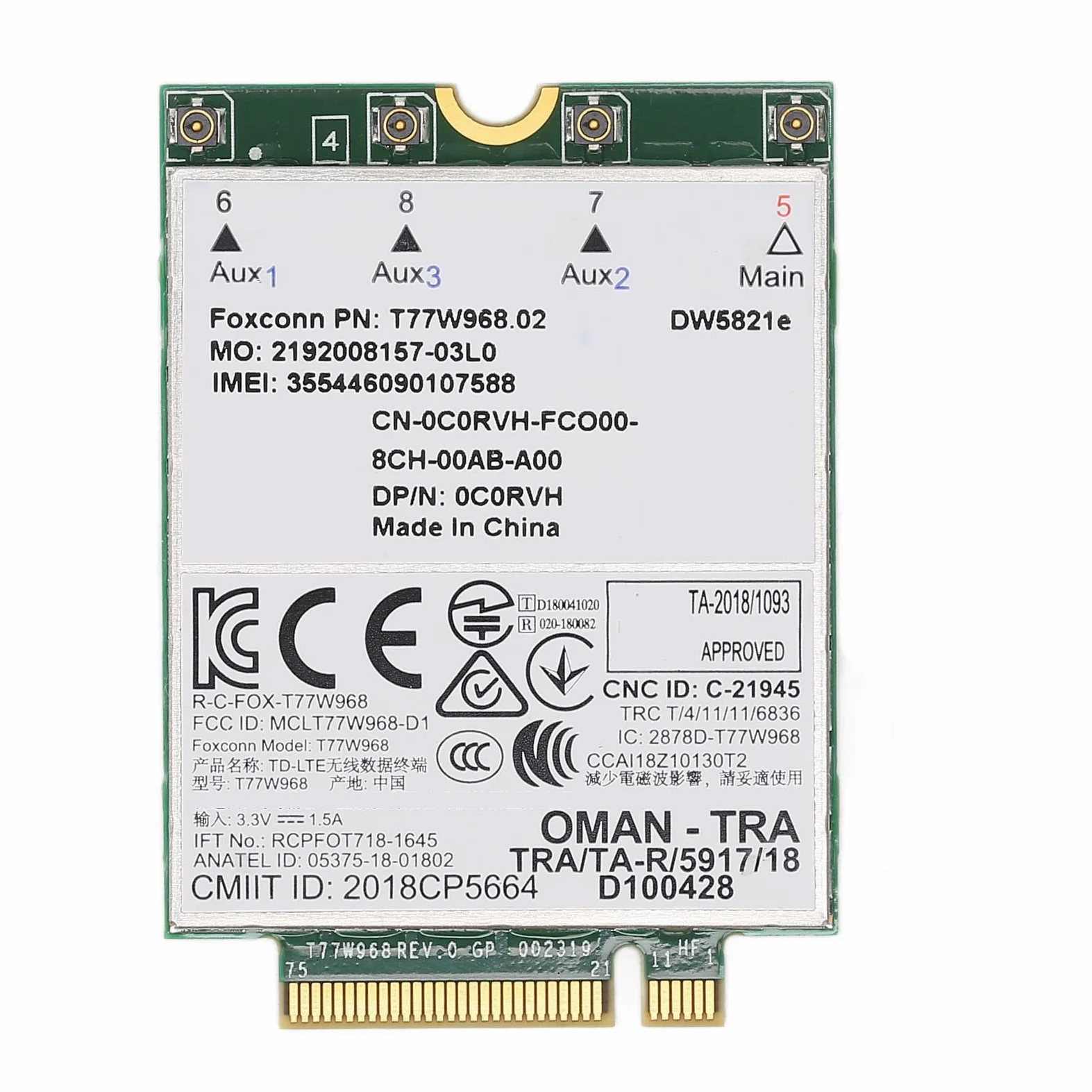 DW5821E 3G/4G/5G Carte adaptateur réseau pour PCI Express M.2 Spécification 3042 Type Key.B Slot pour PC, ordinateurs portables
