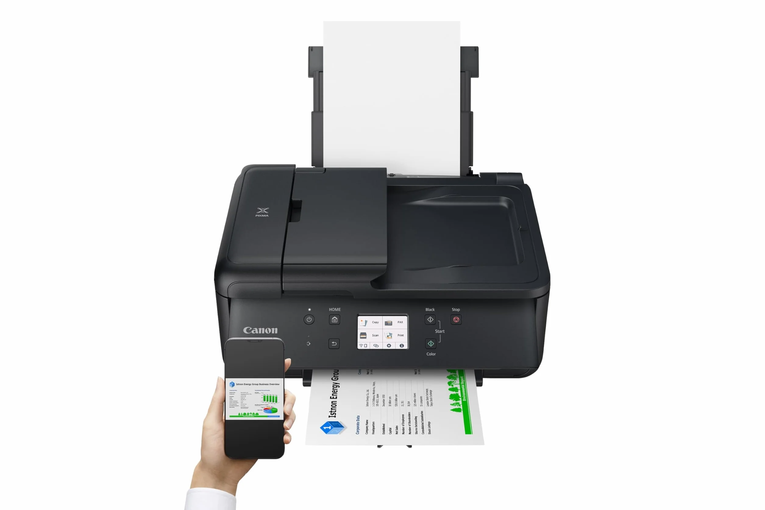 Canon PIXMA TR7650 Imprimante Multifonction A4 WiFi Jet d'Encre Couleur 4 en 1 Scanner Copieur Fax ADF LCD Blanc