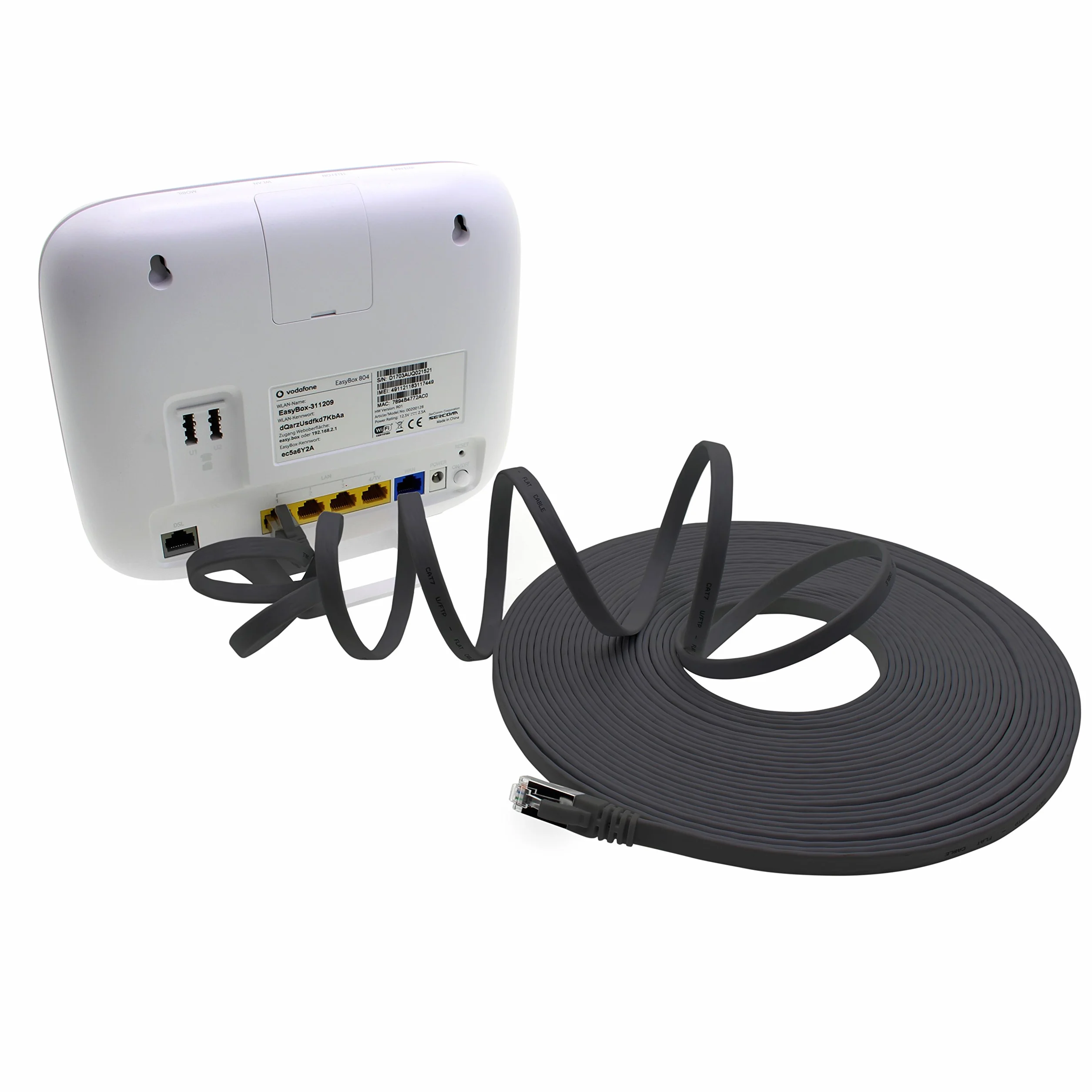 10m - noir - 10 pièces Câble plat Cat7 câble réseau Cat 7 câble brut Gigabit Lan (10Gbit/s) câble ruban câble d'installation câble de raccordement plat mince prise Rj 45 Cat6a