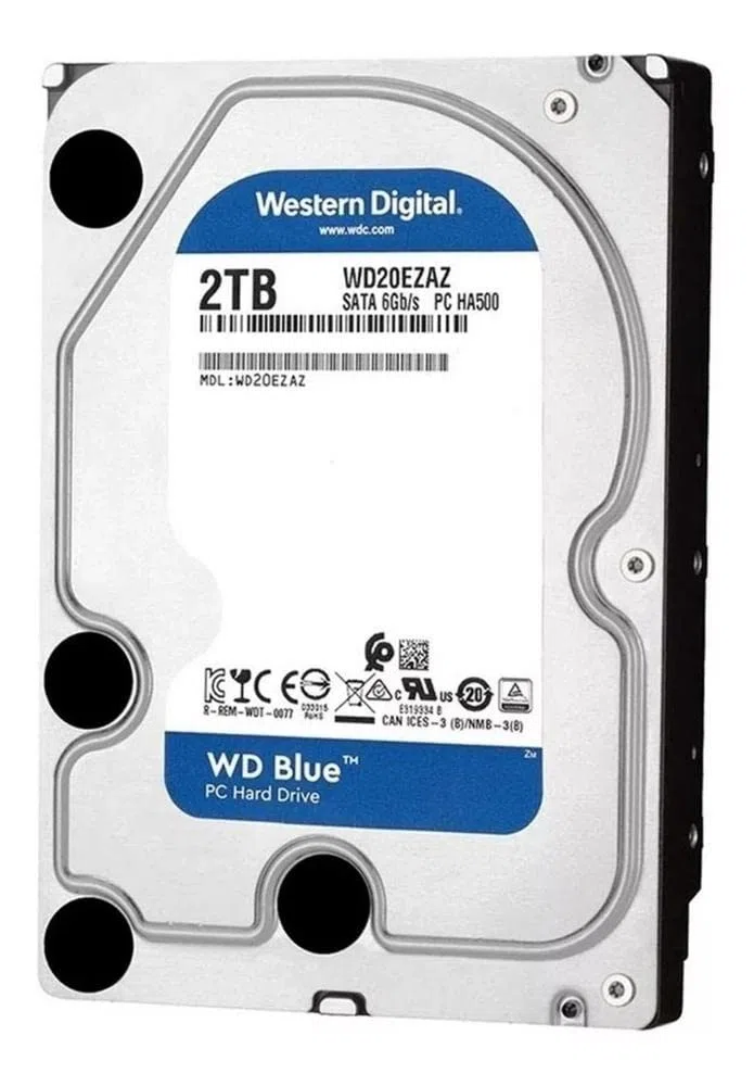 WESTERN DIGITAL Blue WD20EZAZ - Disque dur - 2 To - interne - 3.5" - SATA 6Gb/s - 5400 tours/min - mémoire tampon : 256 Mo