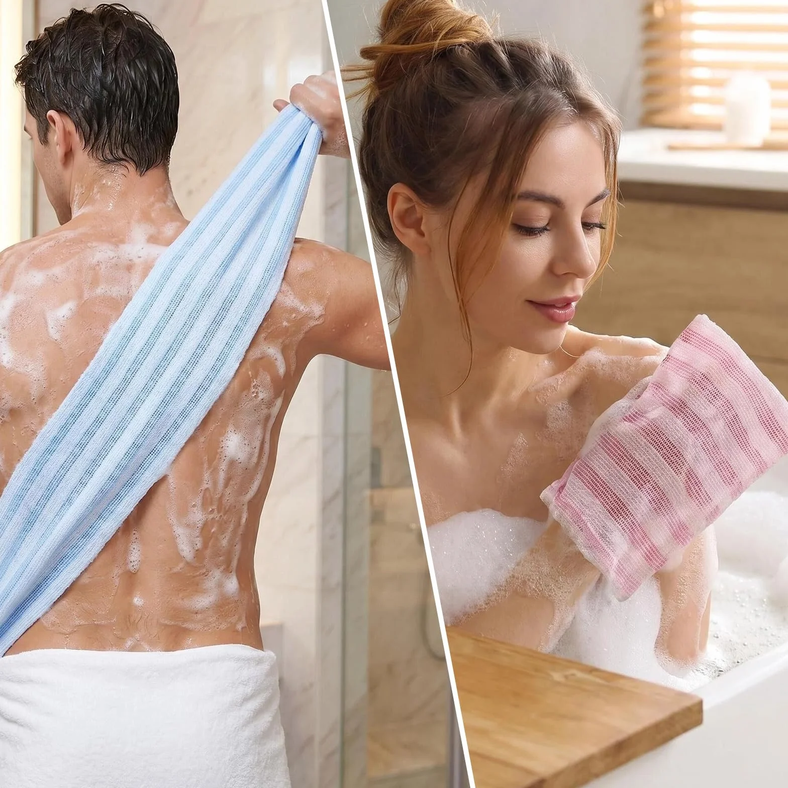 Serviette Exfoliante Douche 25×100 cm Japonaise pour Corps Dos Bras Jambes
