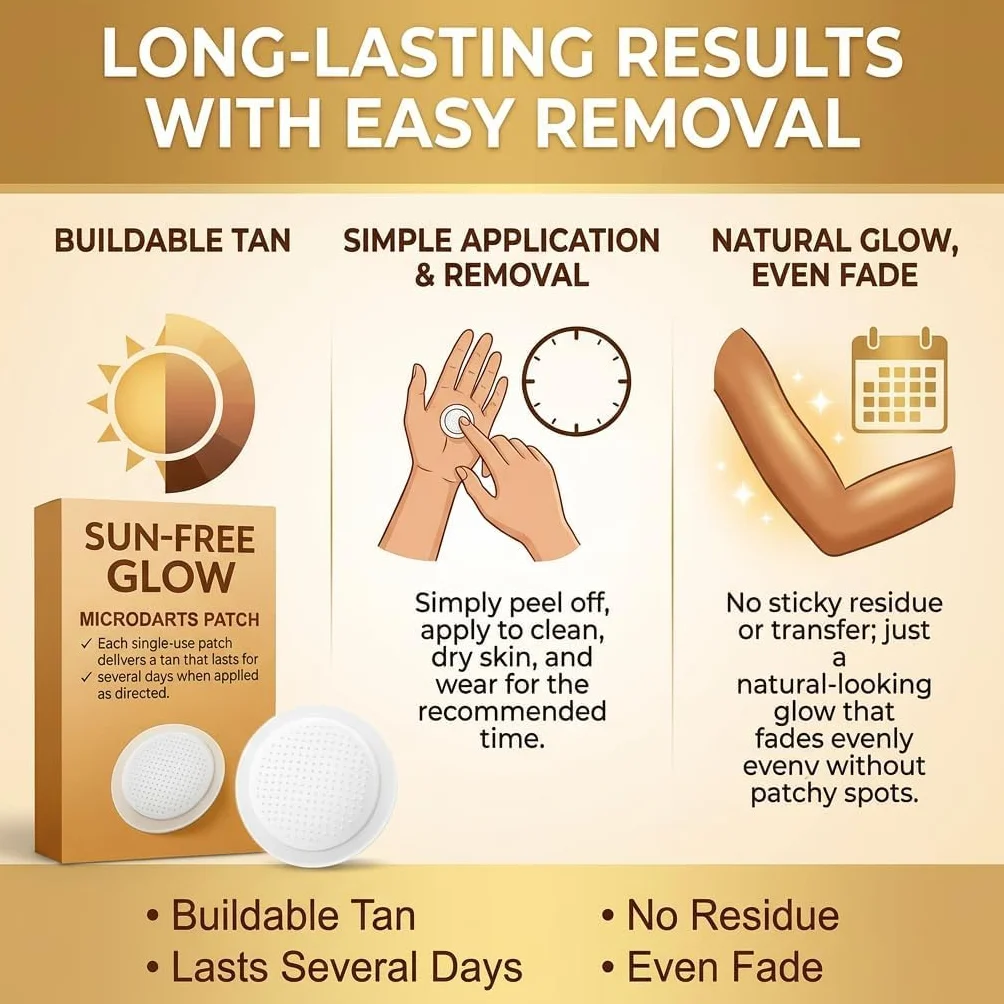 Pure-vlab Sun-Free Glow Patchs autobronzants à micro-aiguilles, Teint naturel, Bronzage (2box)