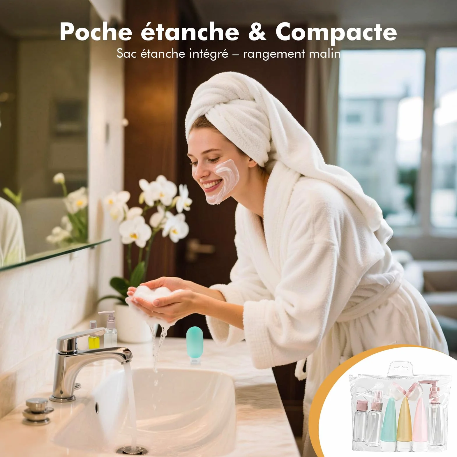 Bouteilles de voyage 11 pièces avec vaporisateurs flacons pompe pots crème cosmétiques liquides