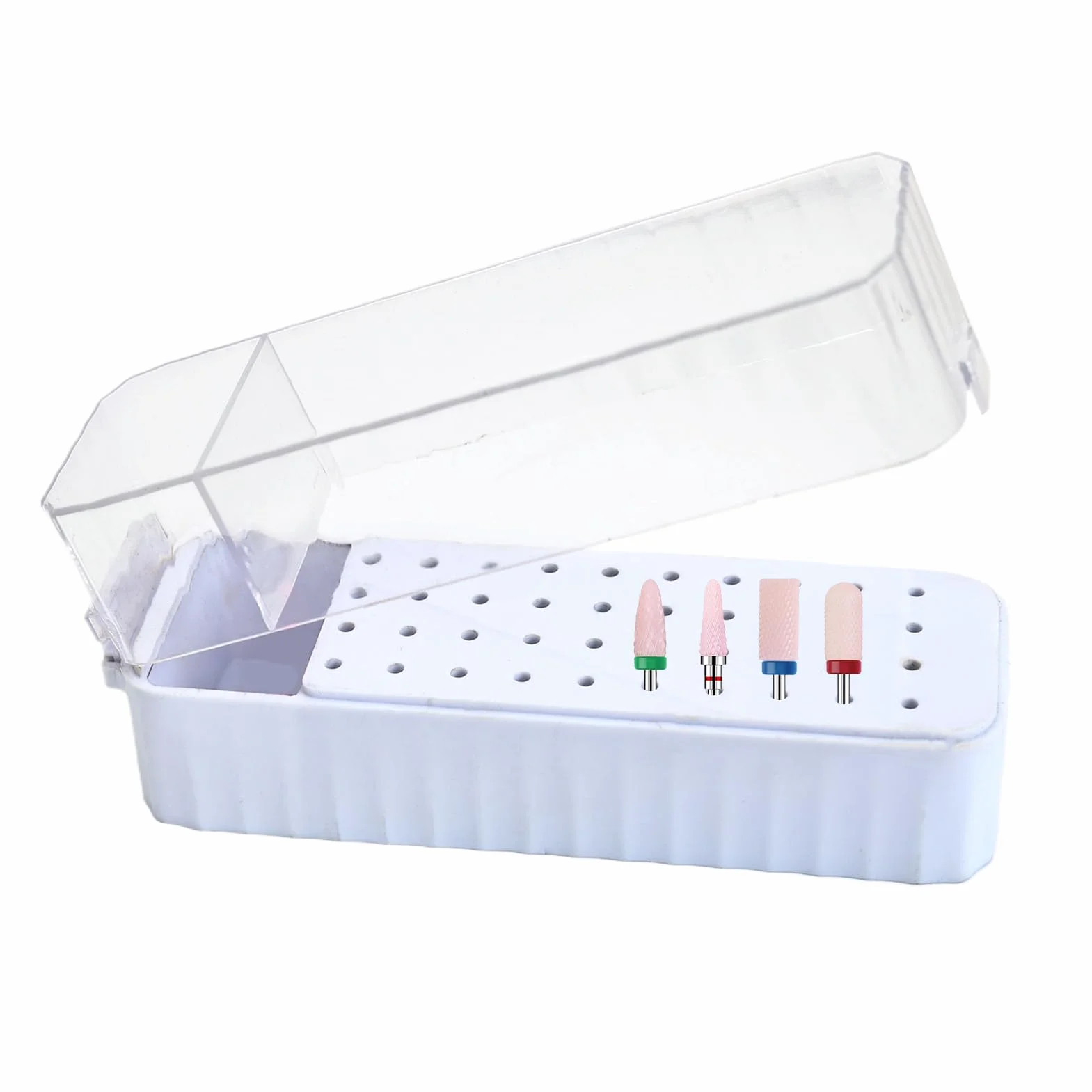 Boîtier Organisateur 40 Emplacements pour Fraises de Manucure - Boîte de Rangement Transparent Anti-Poussière