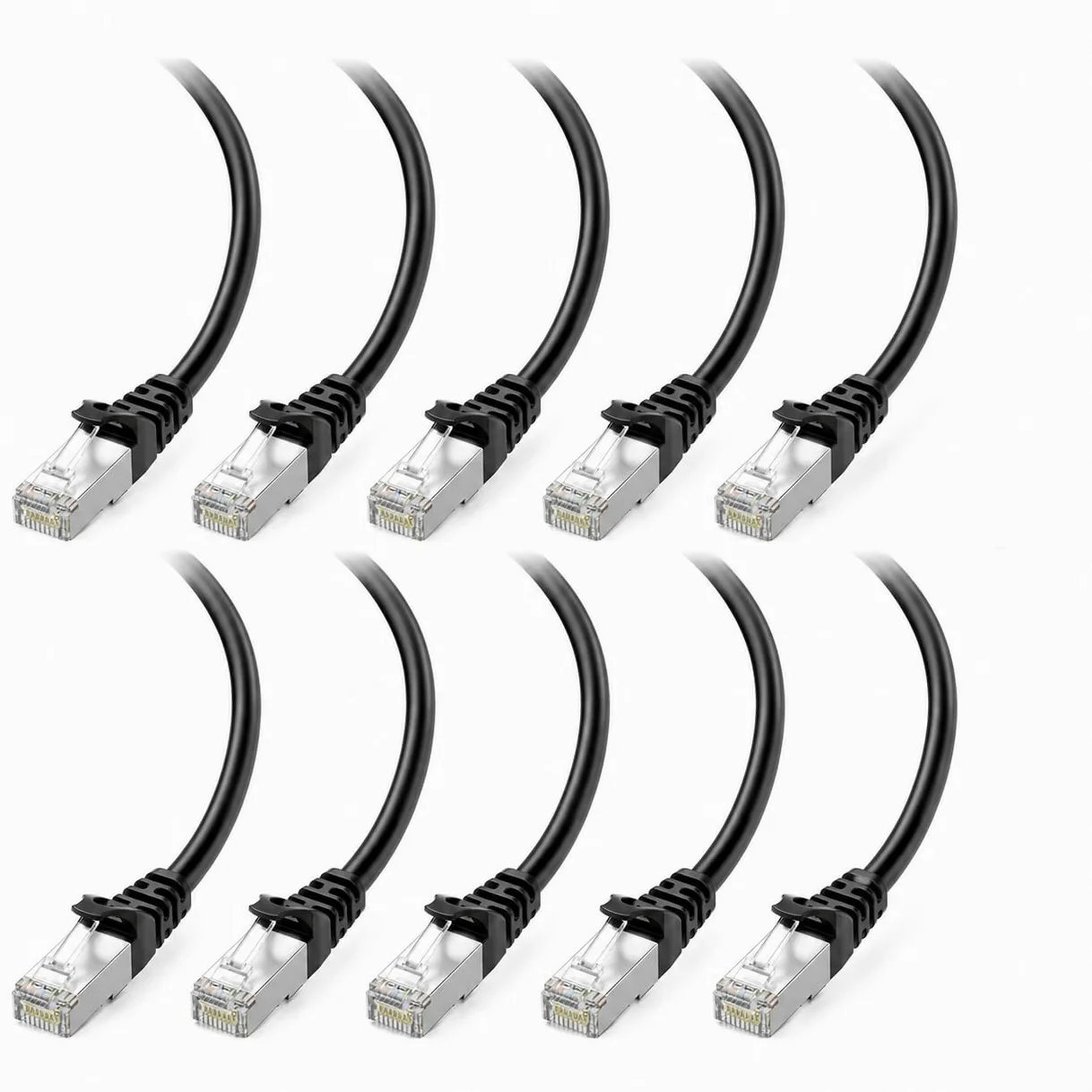 BRENDAZ Lot de 10 câbles Ethernet Cat6A, 10 Gbit/s, 7,6 m, câble de raccordement Ethernet Cat 6A, blindé sans accroc, UTP, 24 AWG, pour réseau, ordinateurs, routeurs et commutateurs (7,6 m)