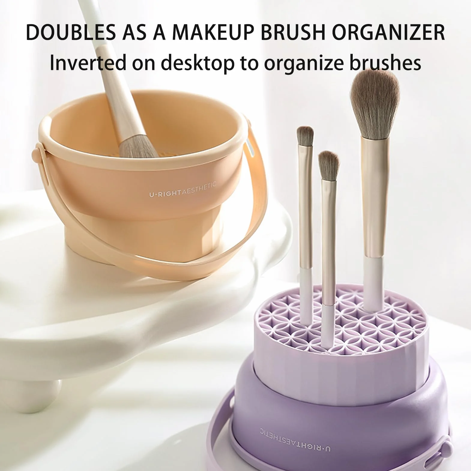 Veki 3 en 1 Tapis de Nettoyage Pinceaux Maquillage en Silicone, Violet