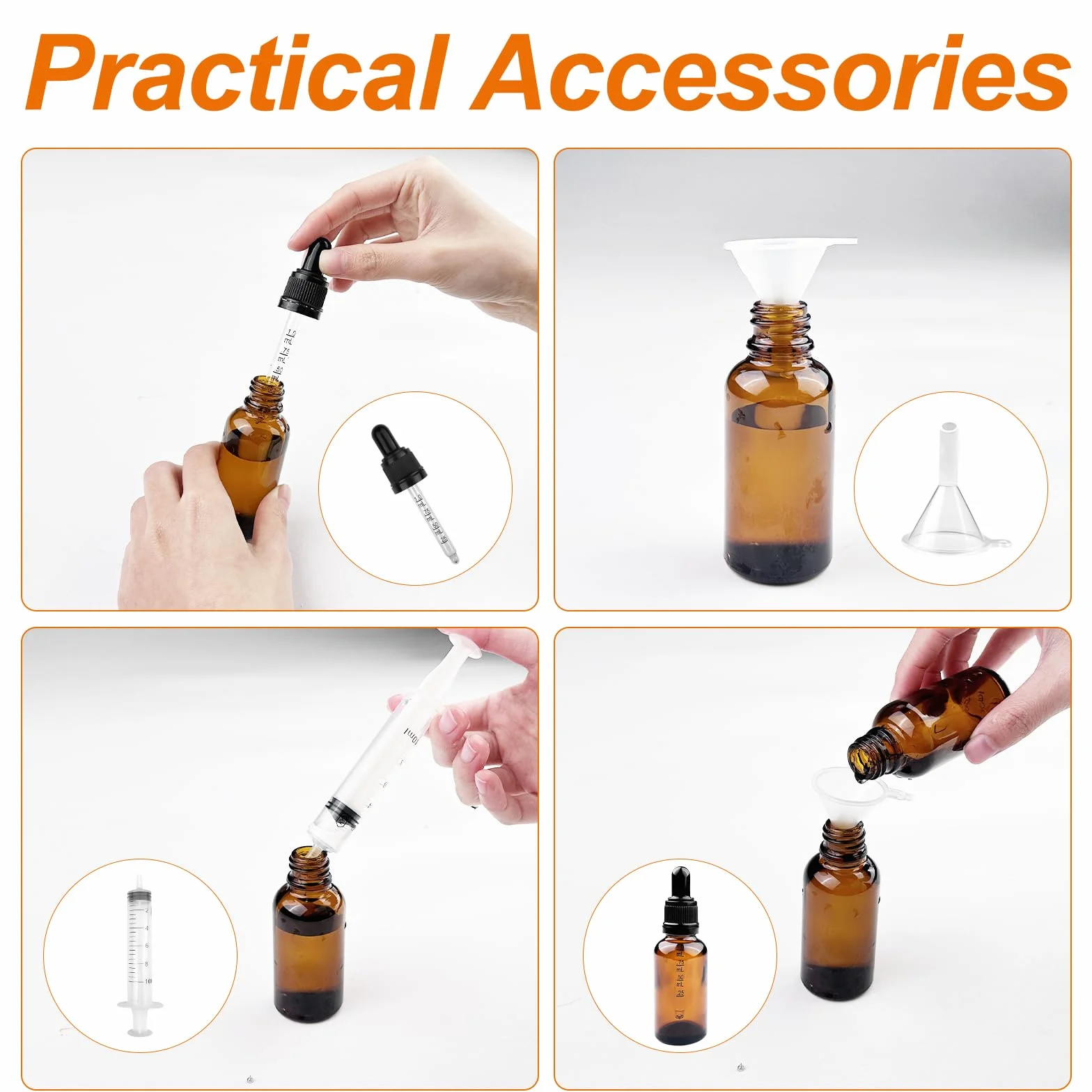 Brevanza 6 flacons pipettes 30ml verre ambré rechargeables Huile Essentielle Aromathérapie Massage Cosmétique Voyage