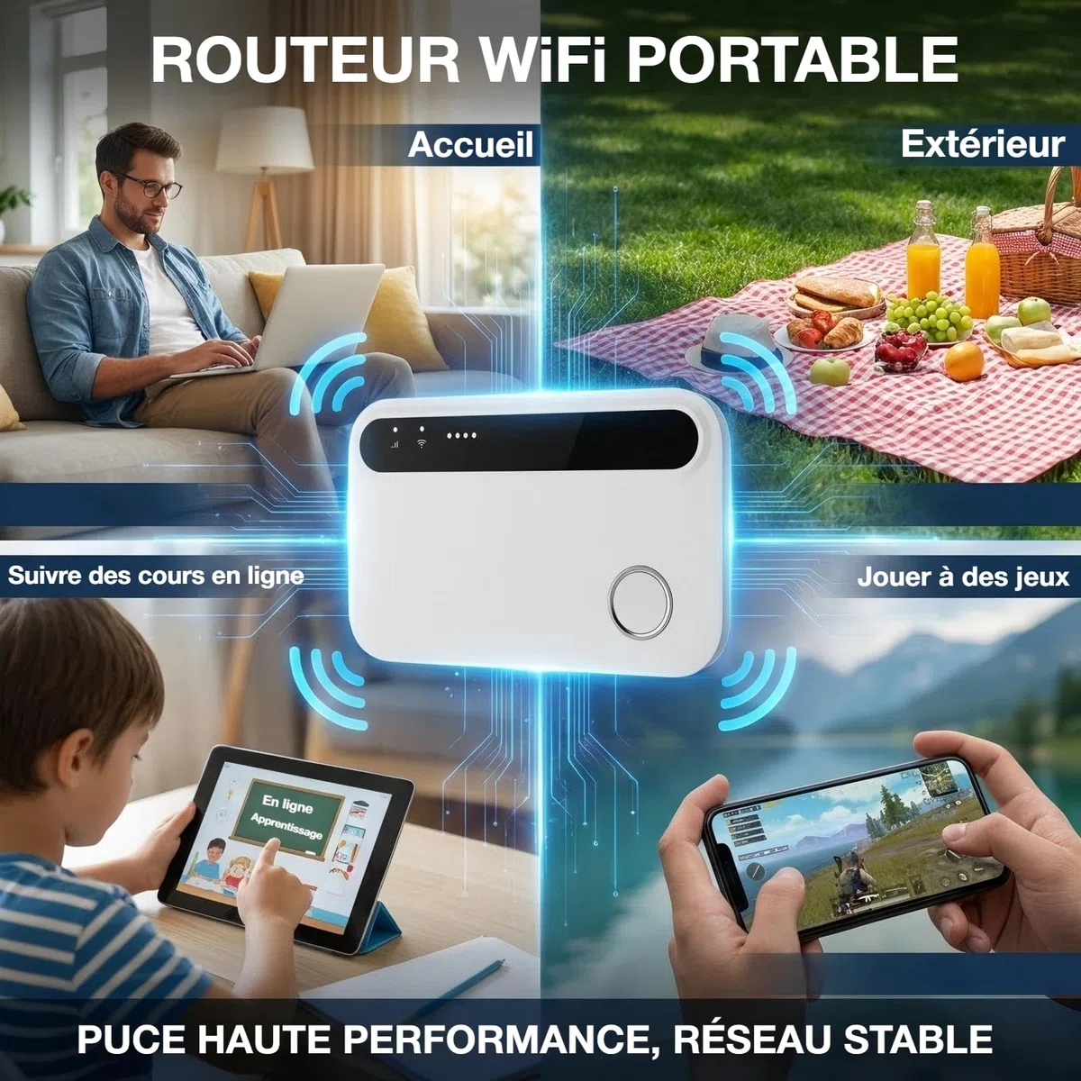 Routeur 5G Portable,WiFi 6 avec Slot SIM Déverrouillé – Modem 5G Carte SIM, Internet Mobile Haut Débit 5G/4G+, Jusqu’à 16 Appareils, Idéal Voyage & Télétravail