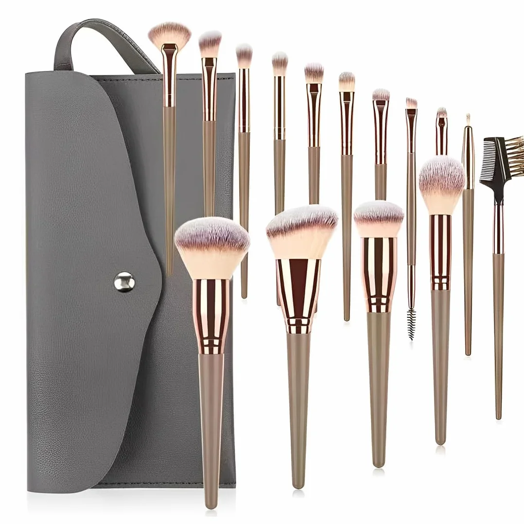 Pinceau Maquillage Set 15pces, pinceaux maquillage pour fond de teint poudre blush