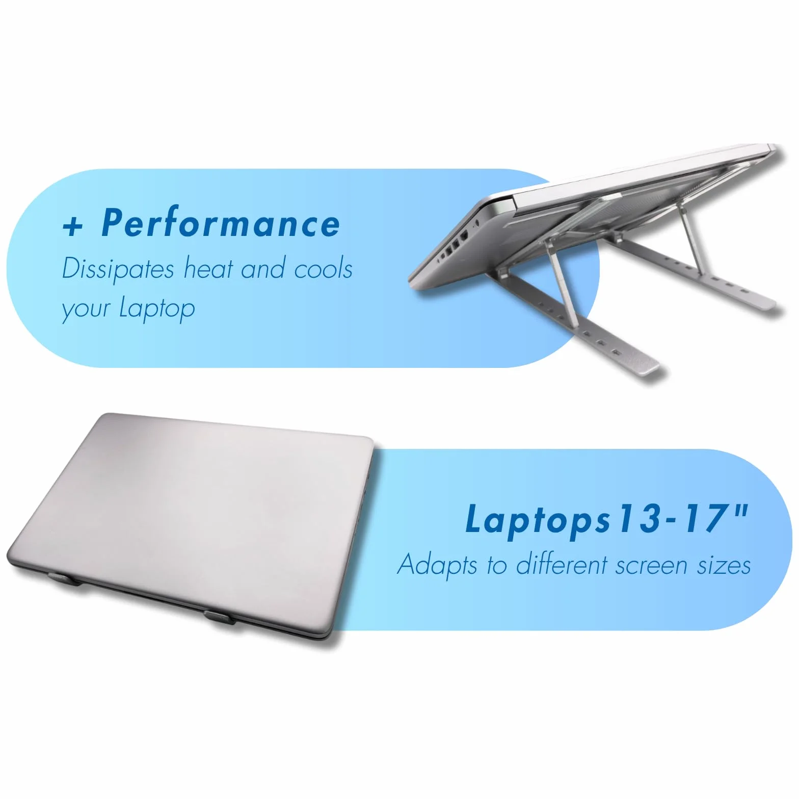 Support Ordinateur Portable Réglable 7 Niveaux Aluminium Antidérapant 13-15.6" Argent