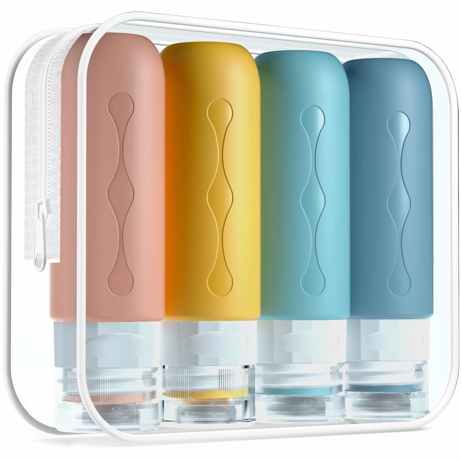 Gemice Flacons de Voyage 4Pcs Étanches Bouteille Silicone 89ml Accessoires Aéroport Shampooing Lotion