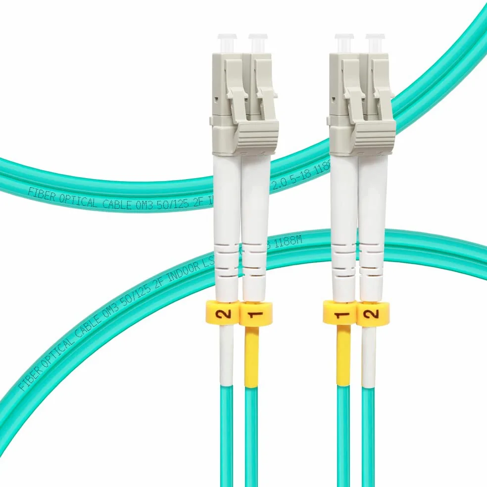 Lot de 4 câbles de raccordement OM3 LC vers LC en fibre optique multimode 0,2 m à 10 m 10 Go LC-LC 50/125 um LSZH 0,5 m