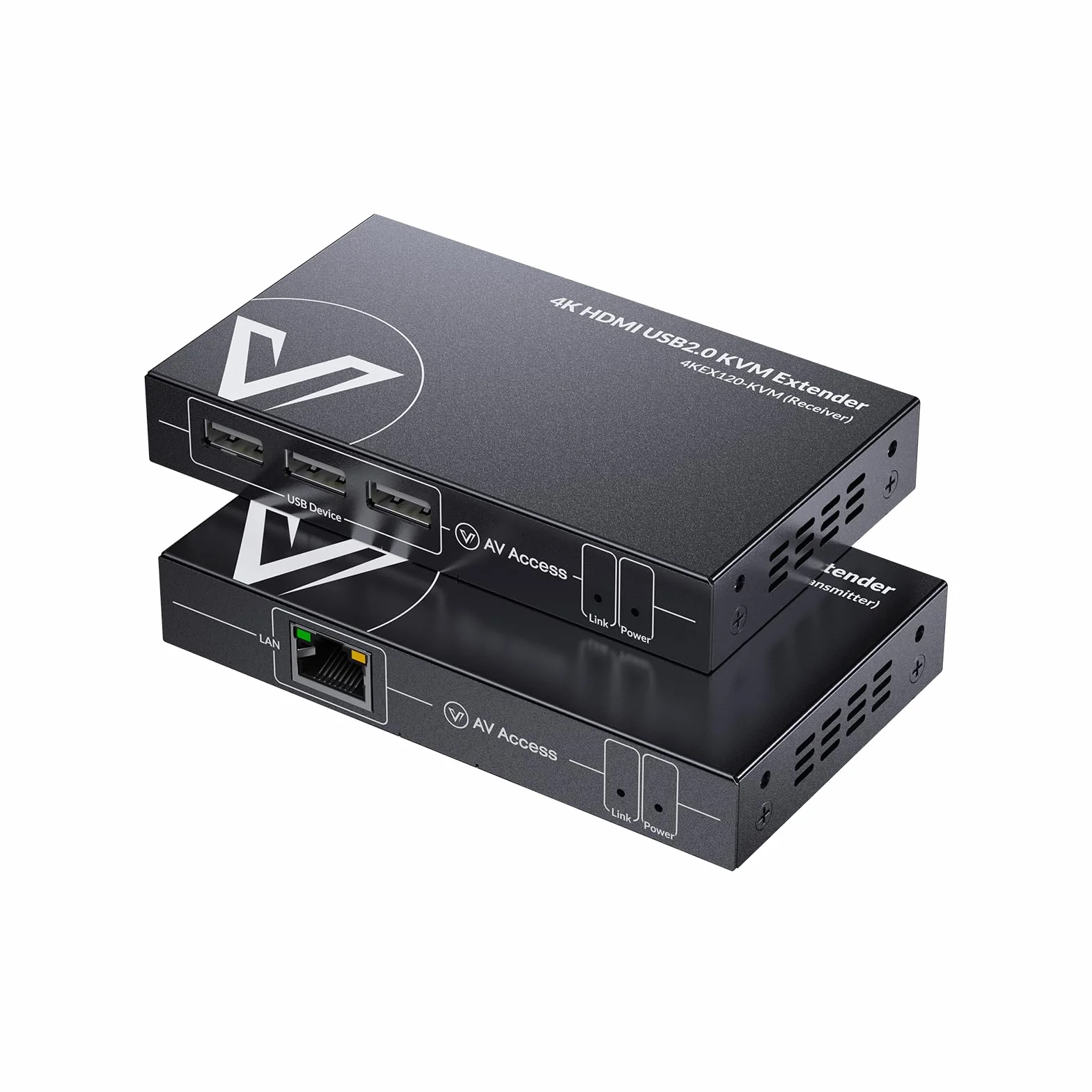 AV Access Extendeur KVM HDMI 4K, 120m/394ft via Ethernet Cat5e/6, 1080P@120Hz, 3 ports USB 2.0, zéro latence, plug-and-play, extendeur KVM pour webcam, adapté aux jeux, Centre de données
