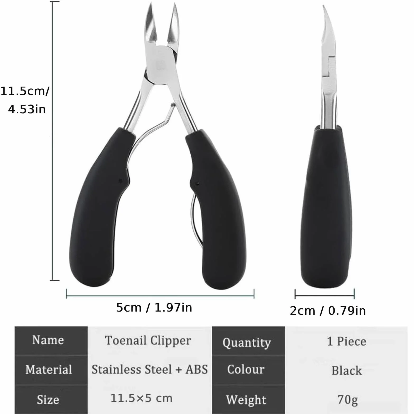 Pince à Ongles Acier Inoxydable Coupe-Ongles Professionnel Lame Courbée Anti-Dérapante