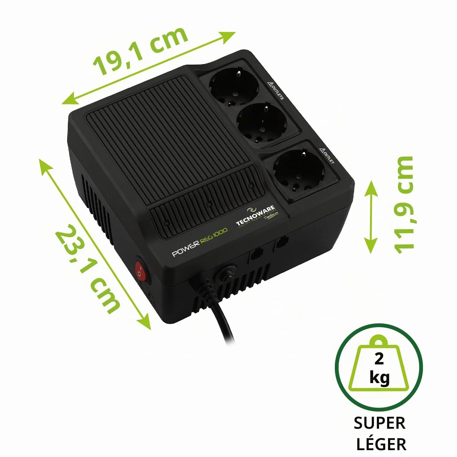 Tecnoware Stabilisateur de Tension 1000VA pour modem routeur PC