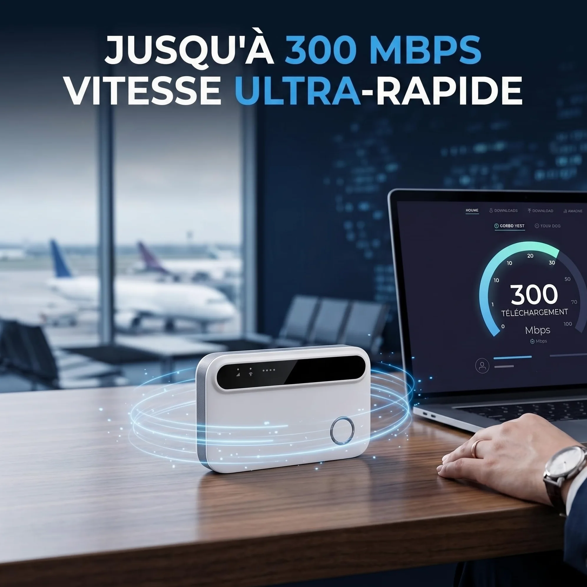 Routeur 5G Pocket WiFi débloqué sans abonnement, Modem 5G/4G Haut débit Compatible Carte SIM, Hotspot Mobile WiFi 6 Multi-appareils Jusqu’à 28 connexions pour Voyage et télétravail