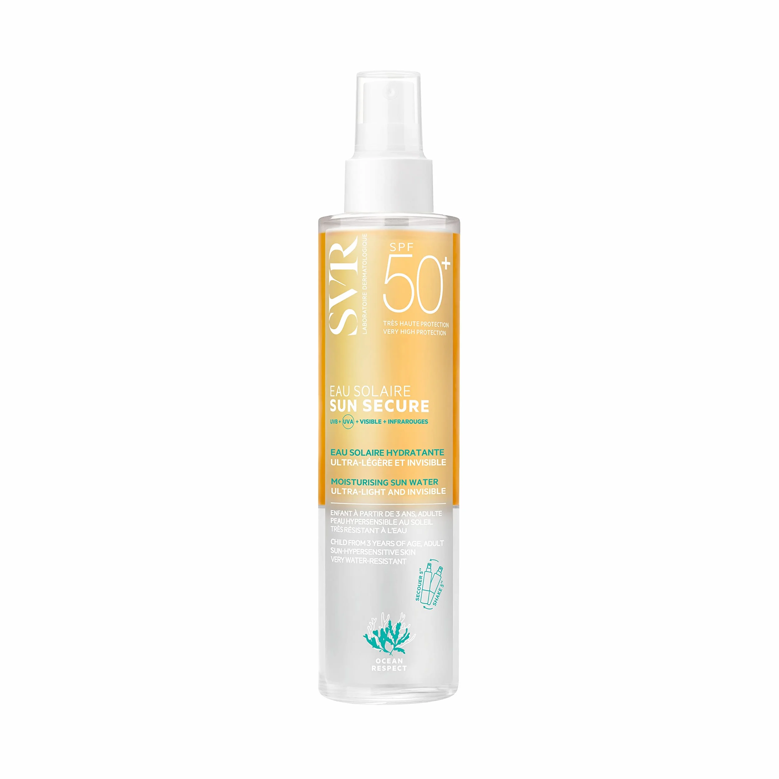 SVR Sun Secure Eau Solaire SPF50+ 200 ml Très haute protection UVA UVB Niacinamide Vitamine E