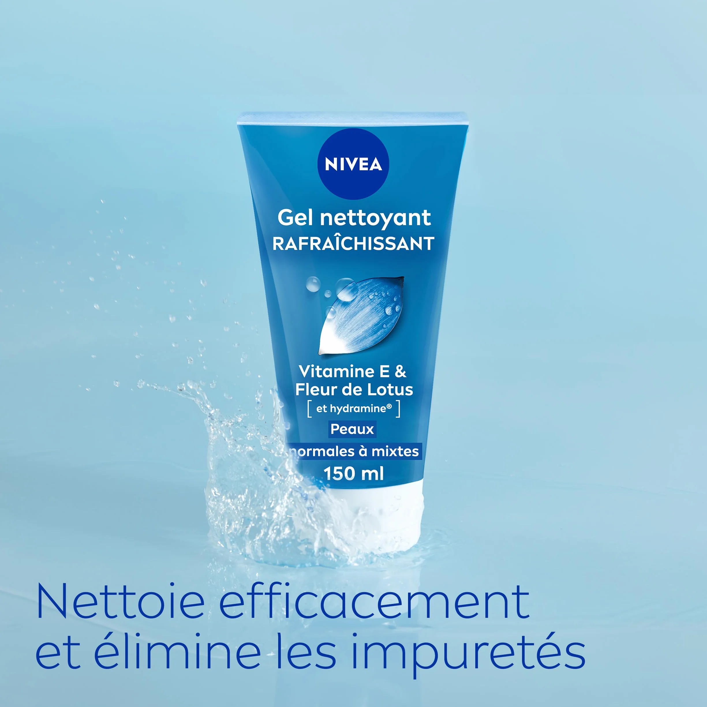 NIVEA Gel Nettoyant Fraîcheur Visage 150 ml Hydrate Élimine Impuretés Peaux Normales Mixtes