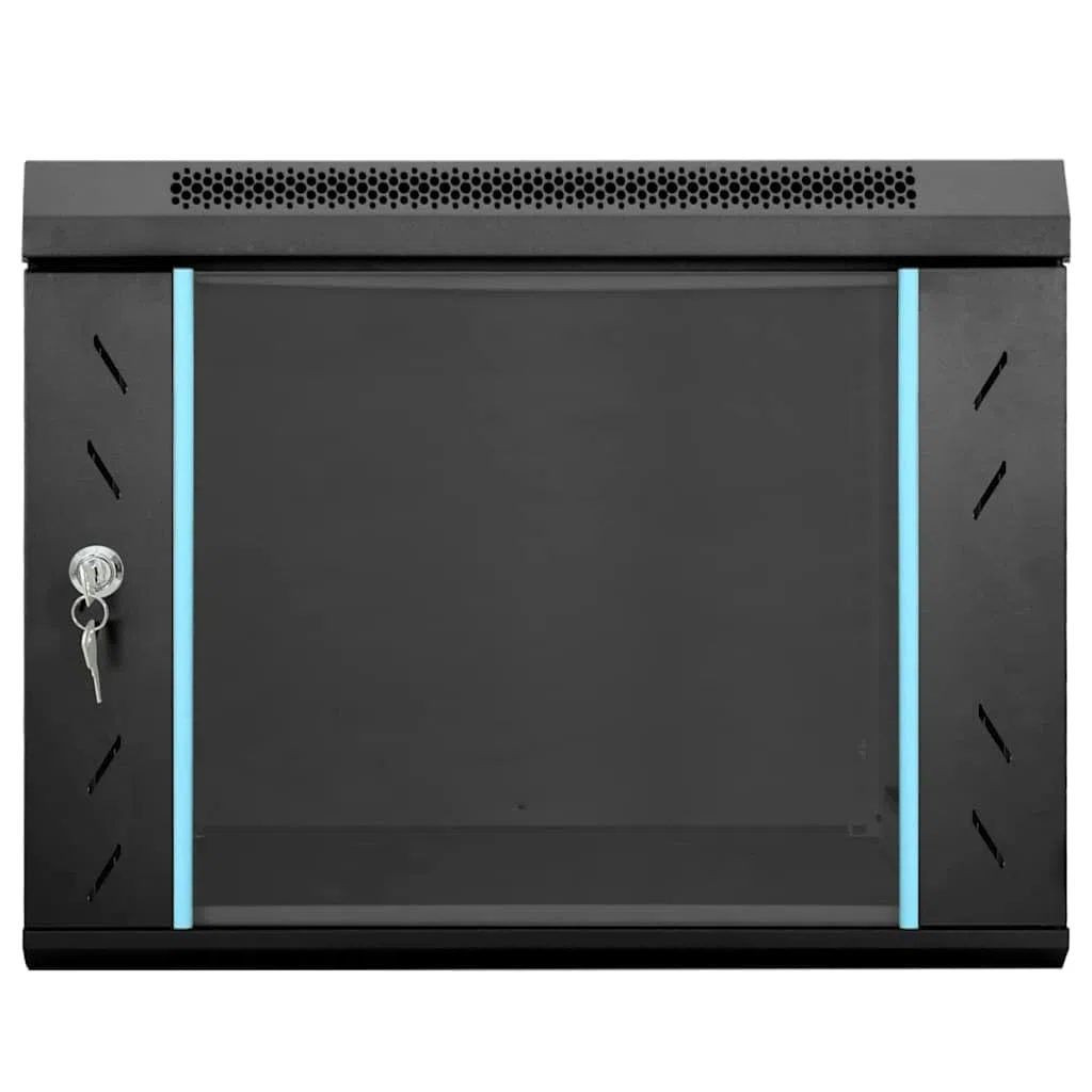 Armoire réseau Noire en Acier 53 x 60 x 45 cm, Stockage réseau pour NAS Serveur, Baie Disque Dur, boitier Sauvegarde, multimédia, Cloud Personnel, Bureau Entreprise, accès Distant